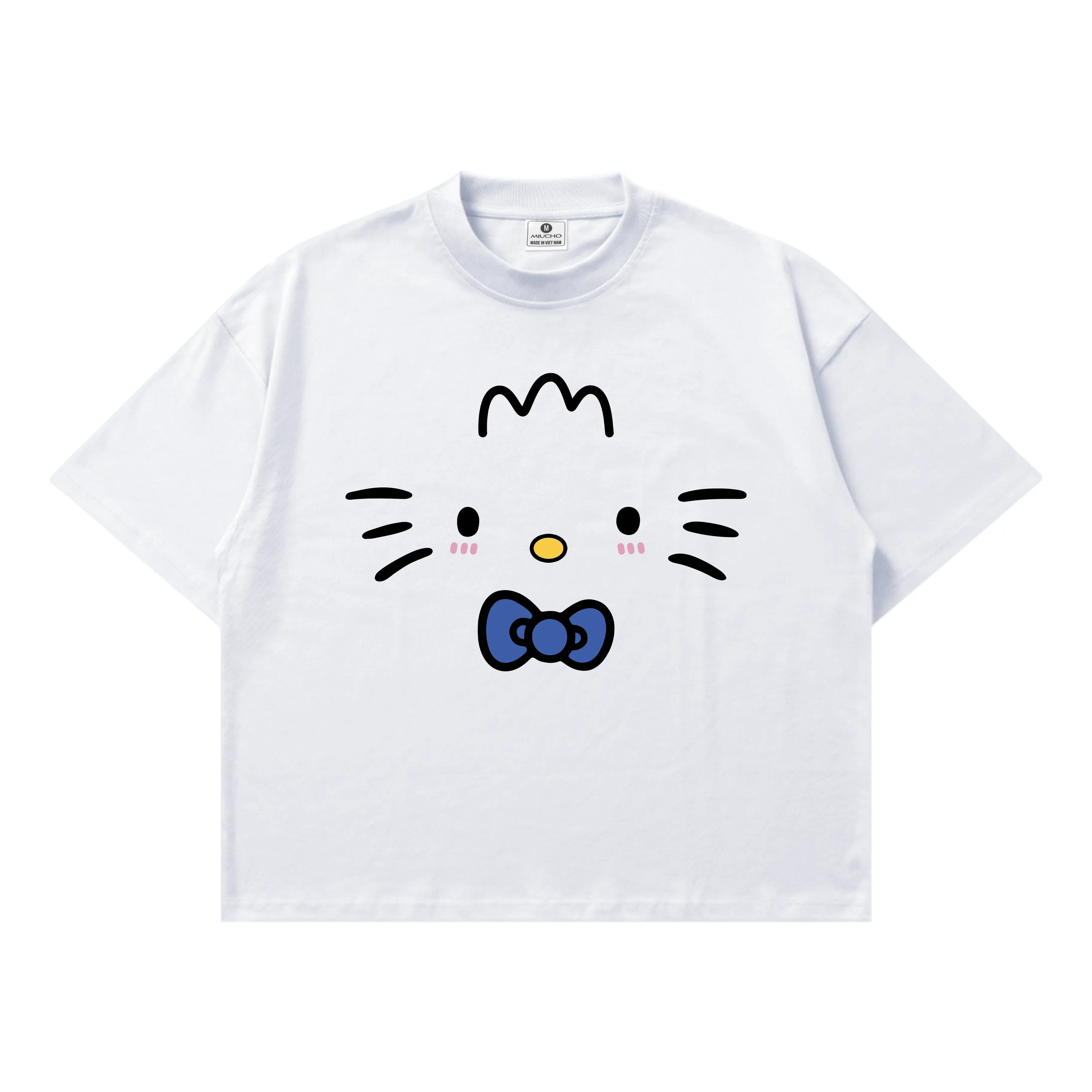 Áo thun couple form boxy Miucho vải cotton thoáng mát dày dặn hình Hello Kitty 2777_thumbnail_0