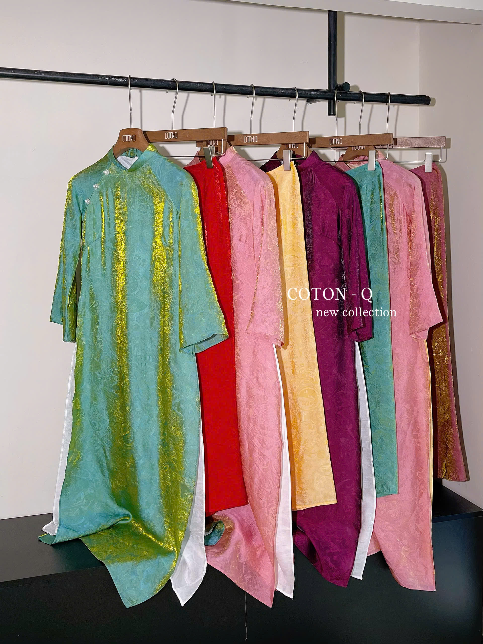 HJ175 Set áo dài 4 tà ( HỒNG Q.CAM VÀNG )