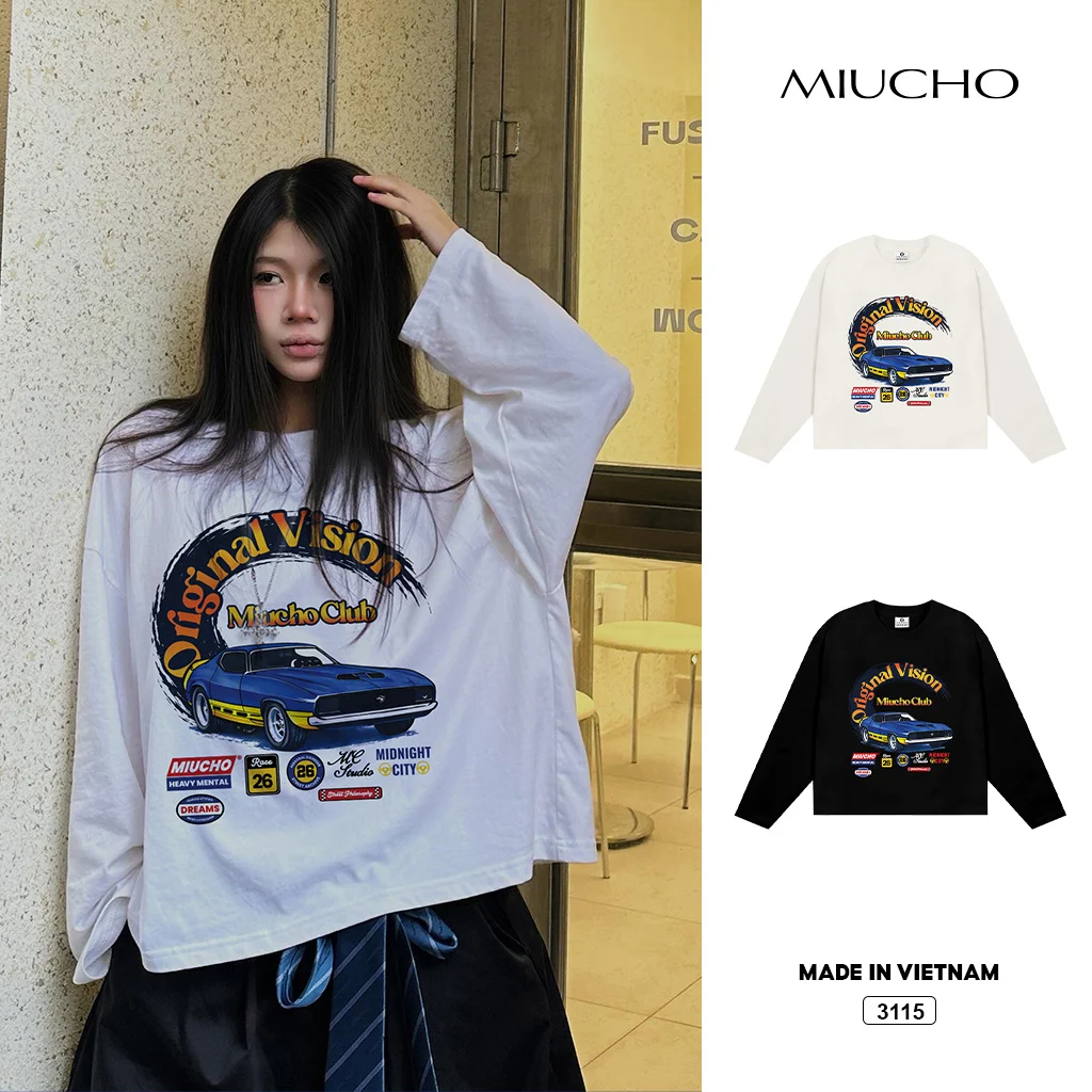 Áo thun boxy tay dài streetwear Miucho 3115