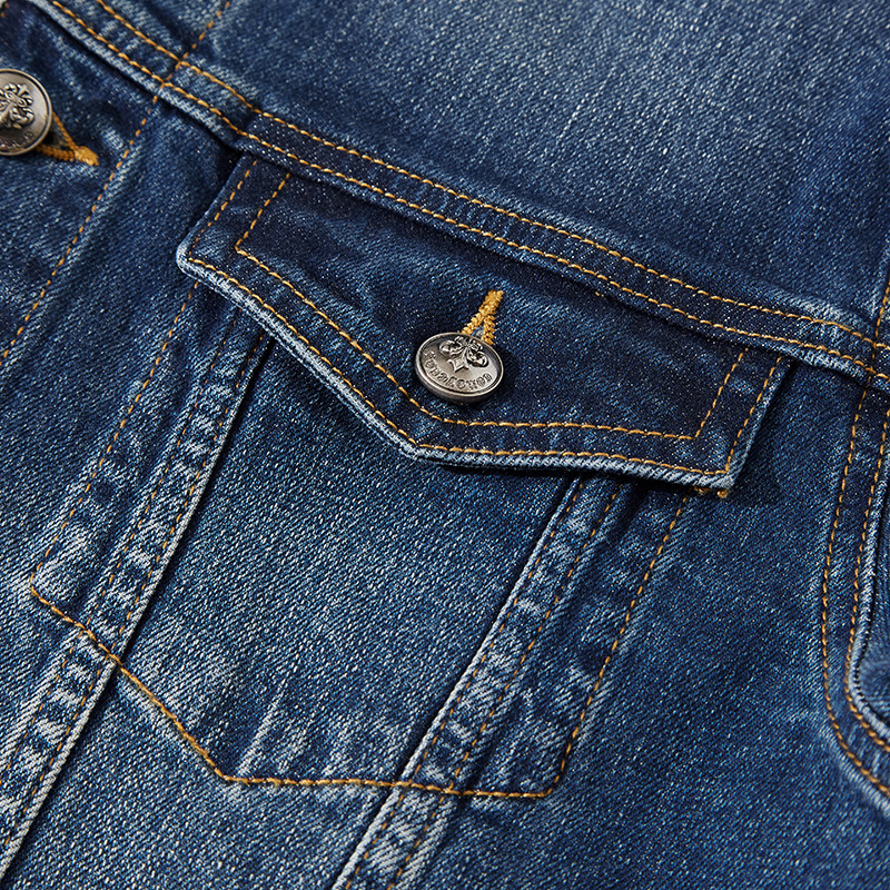Phong cách Anh quý ông trưởng thành mặc đi làm ở thành thị trung niên co giãn nhẹ thoải mái phong cách retro Mỹ áo khoác denim nam_thumbnail_3