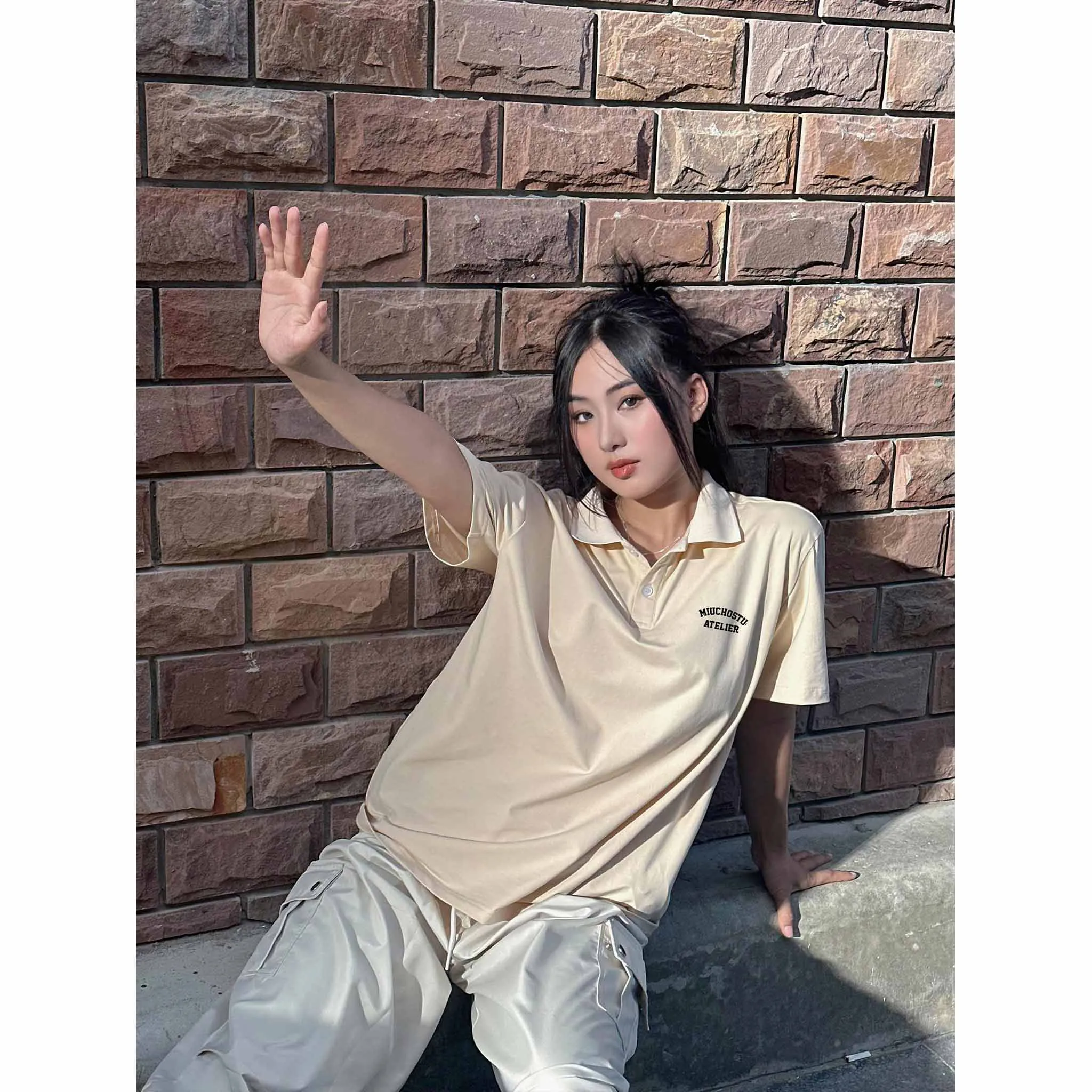 Áo polo form rộng unisex in chữ 2540 Miucho Club vải cotton mềm mịn thoáng mát dễ phối đồ in basic_thumbnail_4