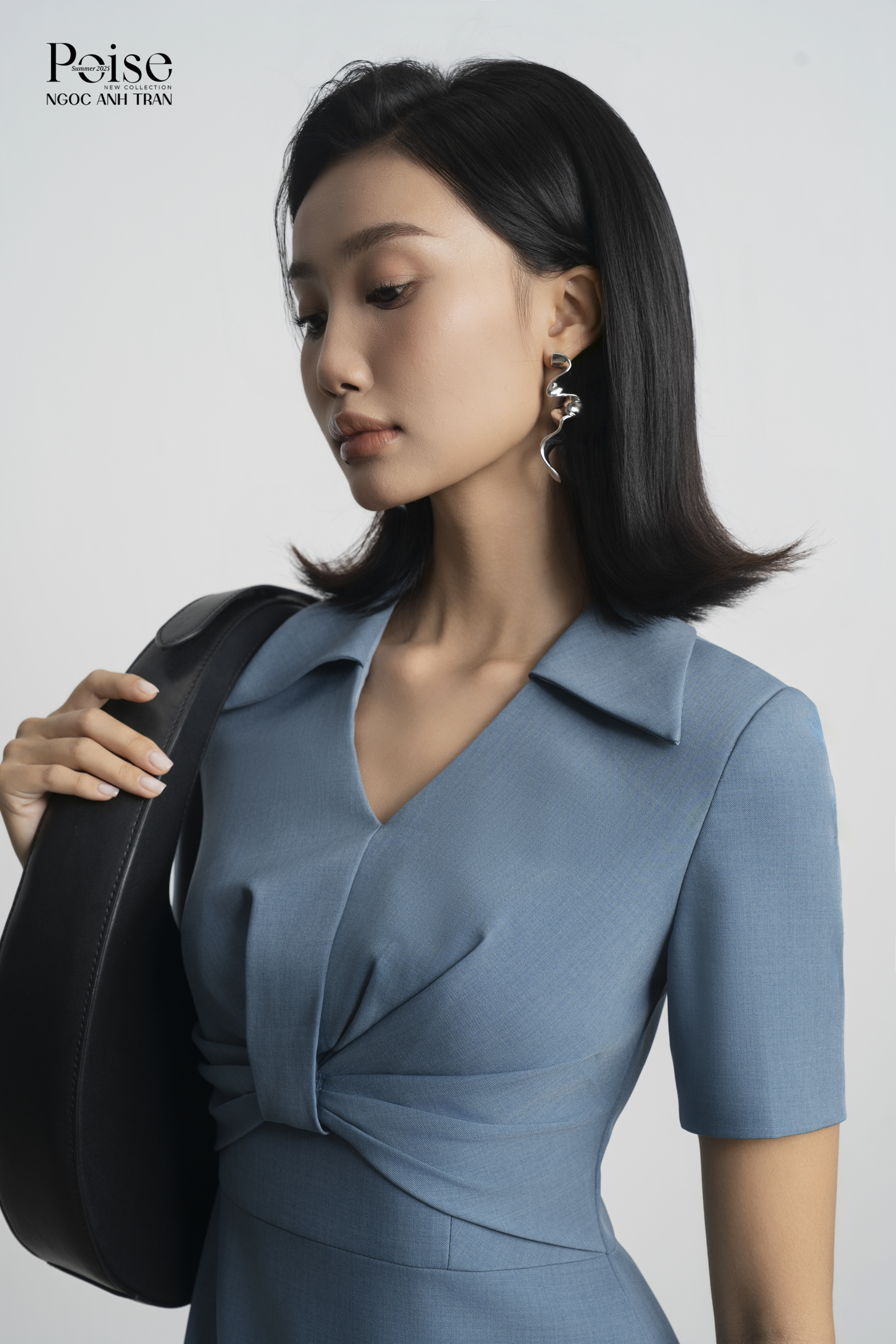 D107 - Váy xanh đá phiến cổ V cộc tay_thumbnail_2