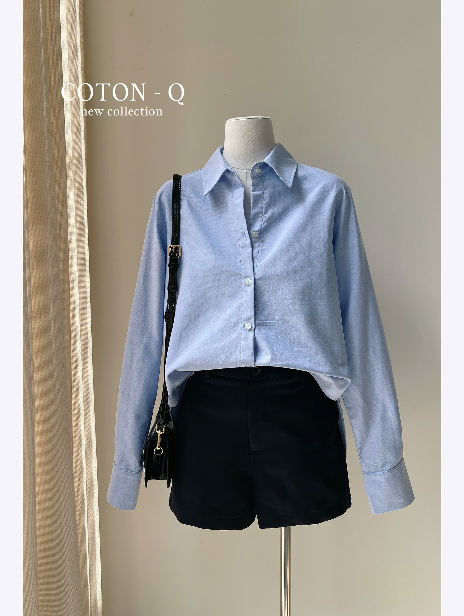 HJ111 Set áo somi xanh + quần short