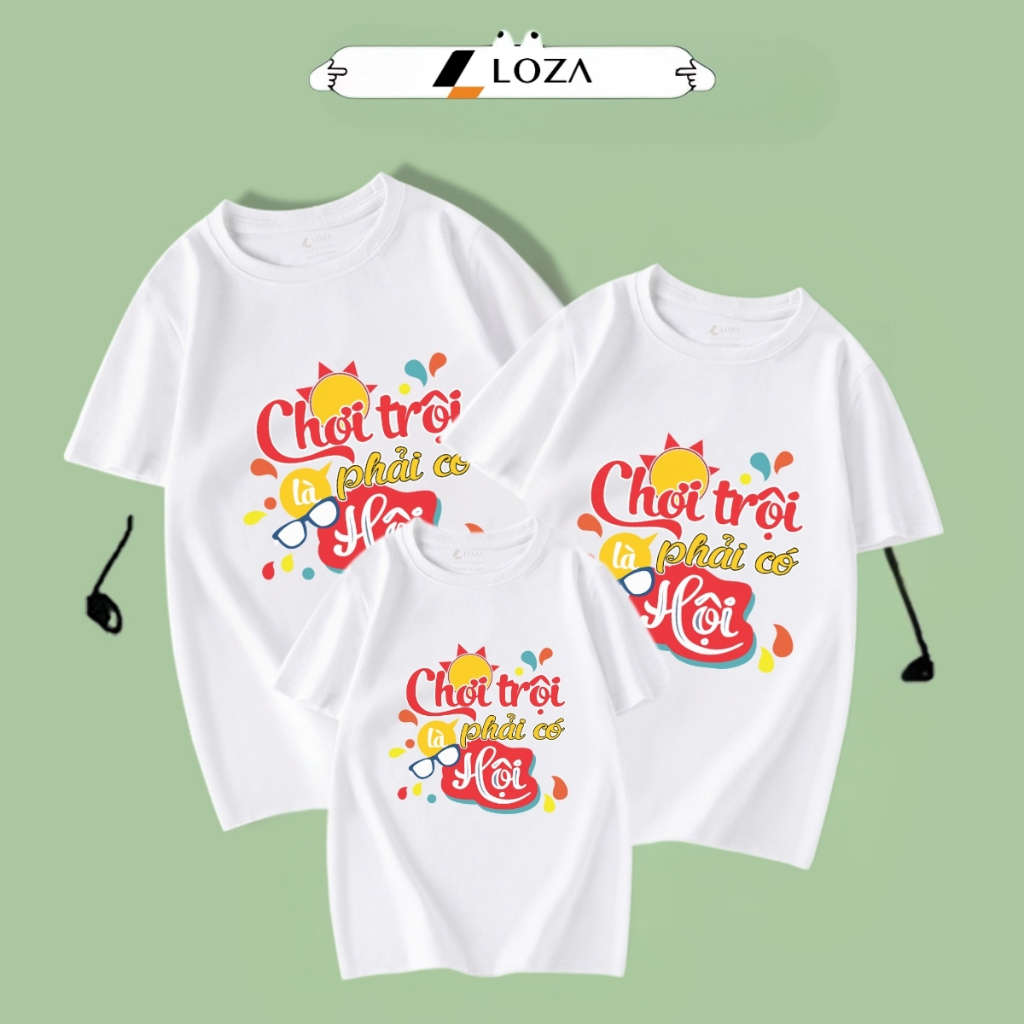 Áo phông gia đình màu trắng chất liệu cotton - Áo thun đồng phục gia đình 3-4-5 người - Loza mã G0312_thumbnail_4
