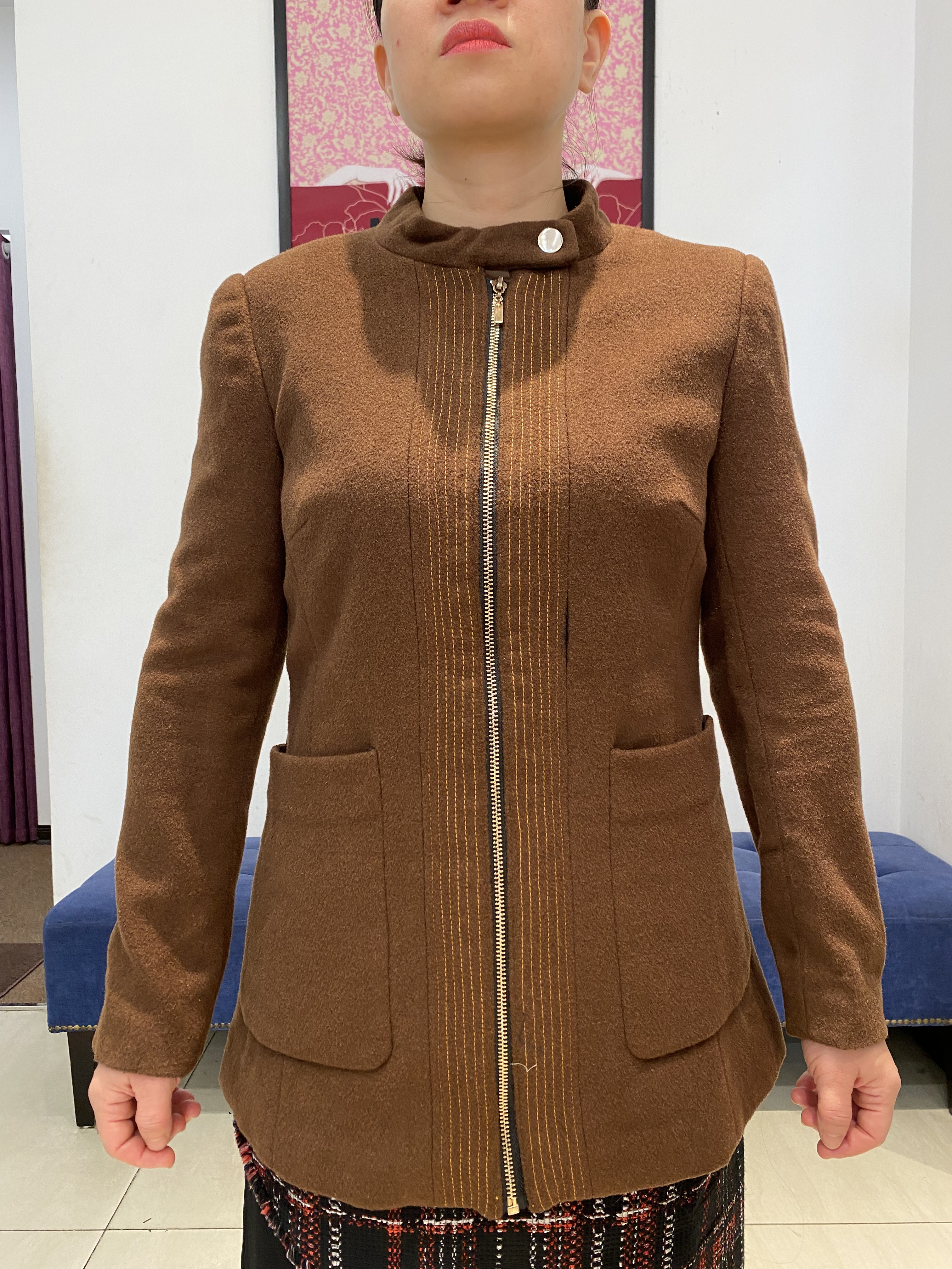 Áo khoác dạ nâu