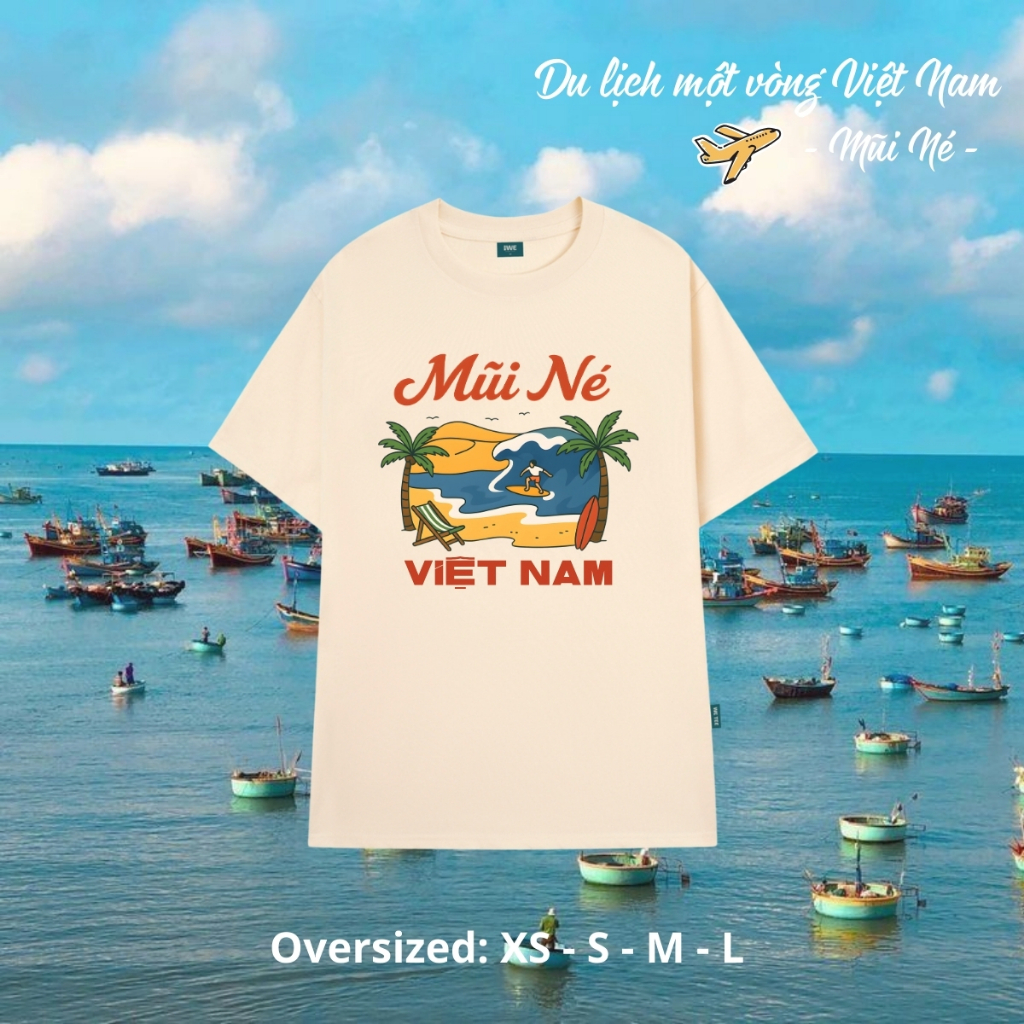 Áo thun du lịch Việt Nam, Huế, Hạ Long... dáng oversize rộng màu be local brand We Tee - T039_thumbnail_16