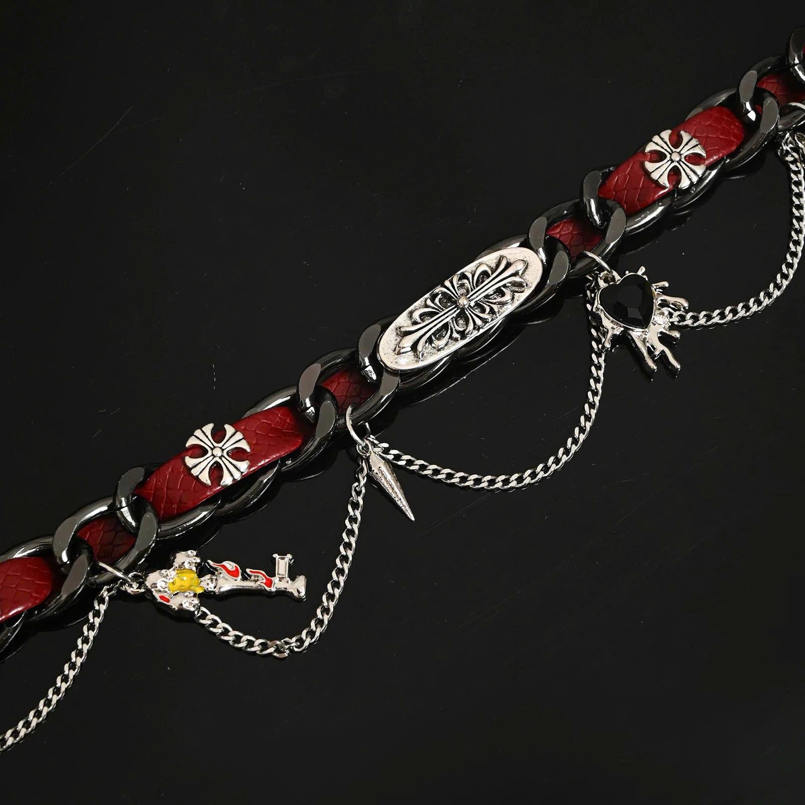 Vòng cổ dây đỏ xích đen tua rua_thumbnail_2