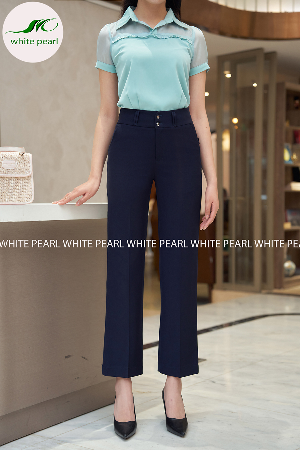 Quần ống suông đỉa kép 2 cúc thời trang công sở nữ White Pearl_thumbnail_1