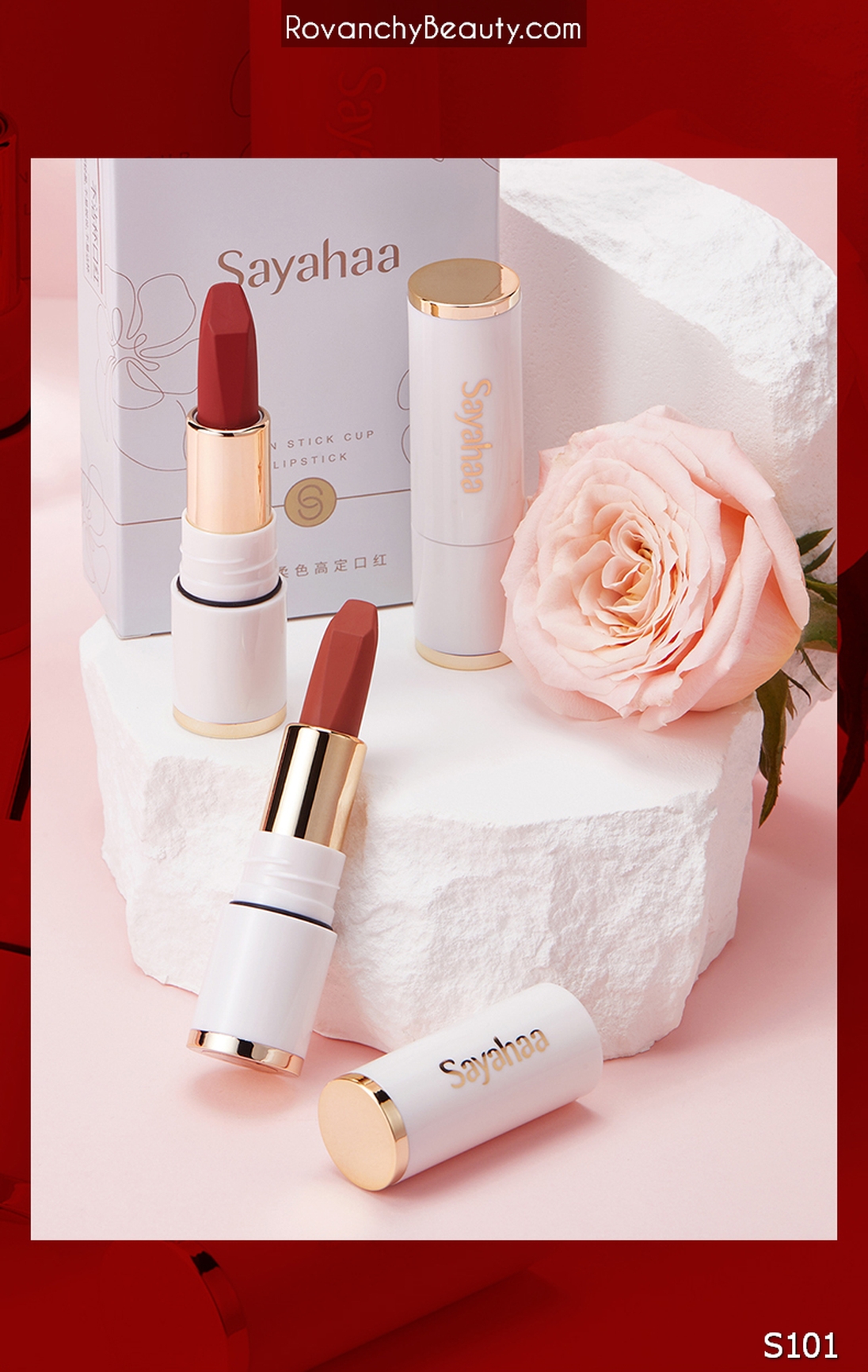 S101 Son Lì Cao Cấp Sayahaa Không Trôi - Màu Đẹp Tự Nhiên, Lâu Phai, Dưỡng Môi Mềm Mịn_thumbnail_10