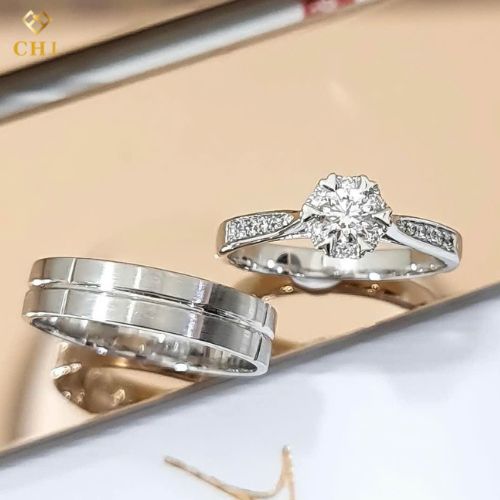 Cặp Nhẫn Cưới Kim Cương Vàng 14K CHJ516_thumbnail_0