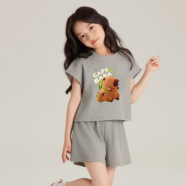 Bộ thun bé gái in Capybara BD25004