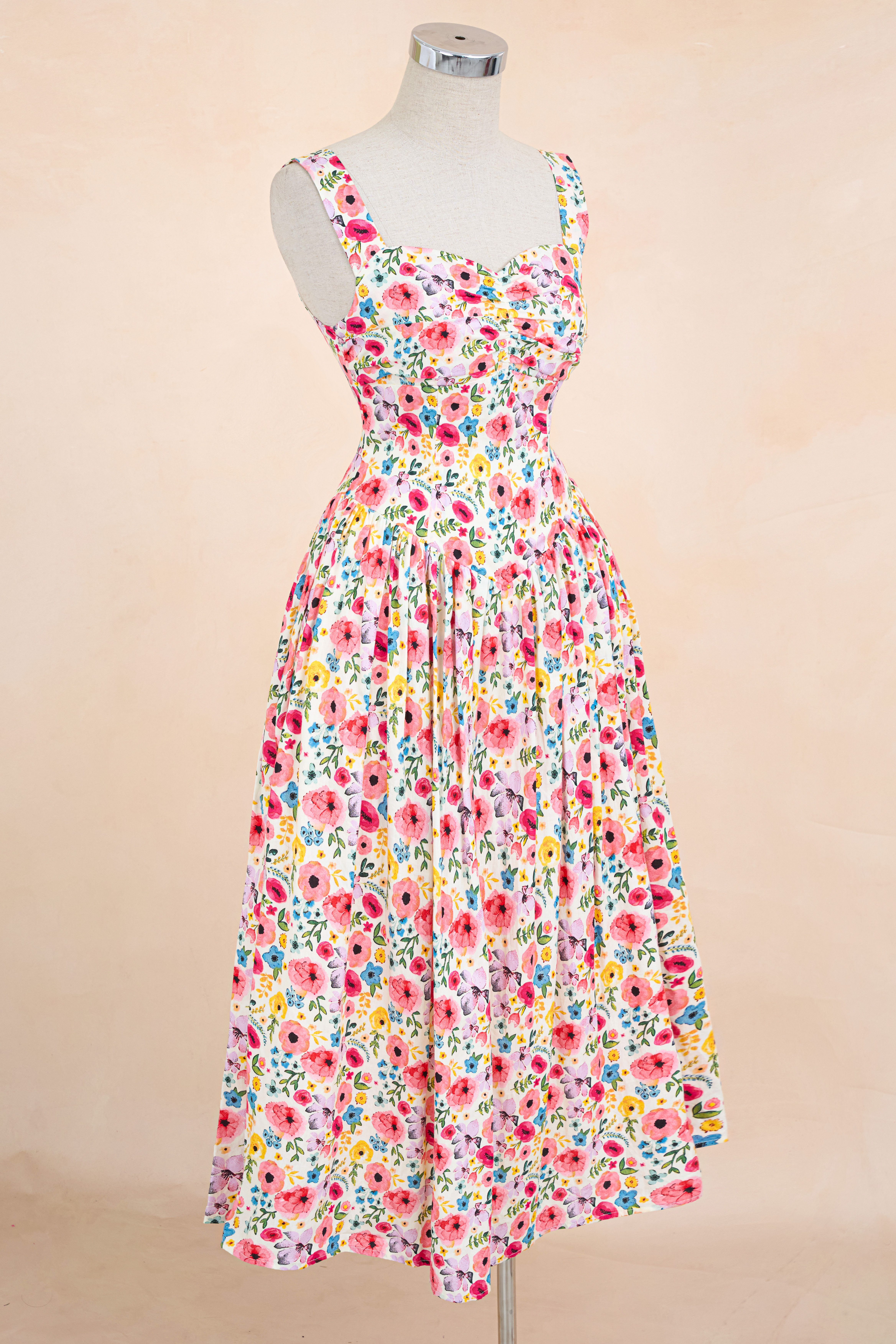 Đầm Hai Dây Hoa Lá Nhúm Ngực_thumbnail_3