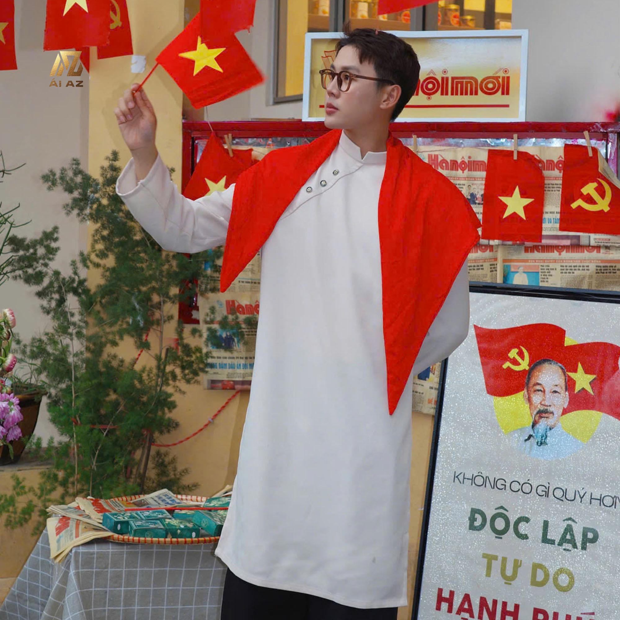 Áo Dài Nam Cách Tân Vài Cotton Hàn-Mặc Tết, Chụp Ảnh KT01