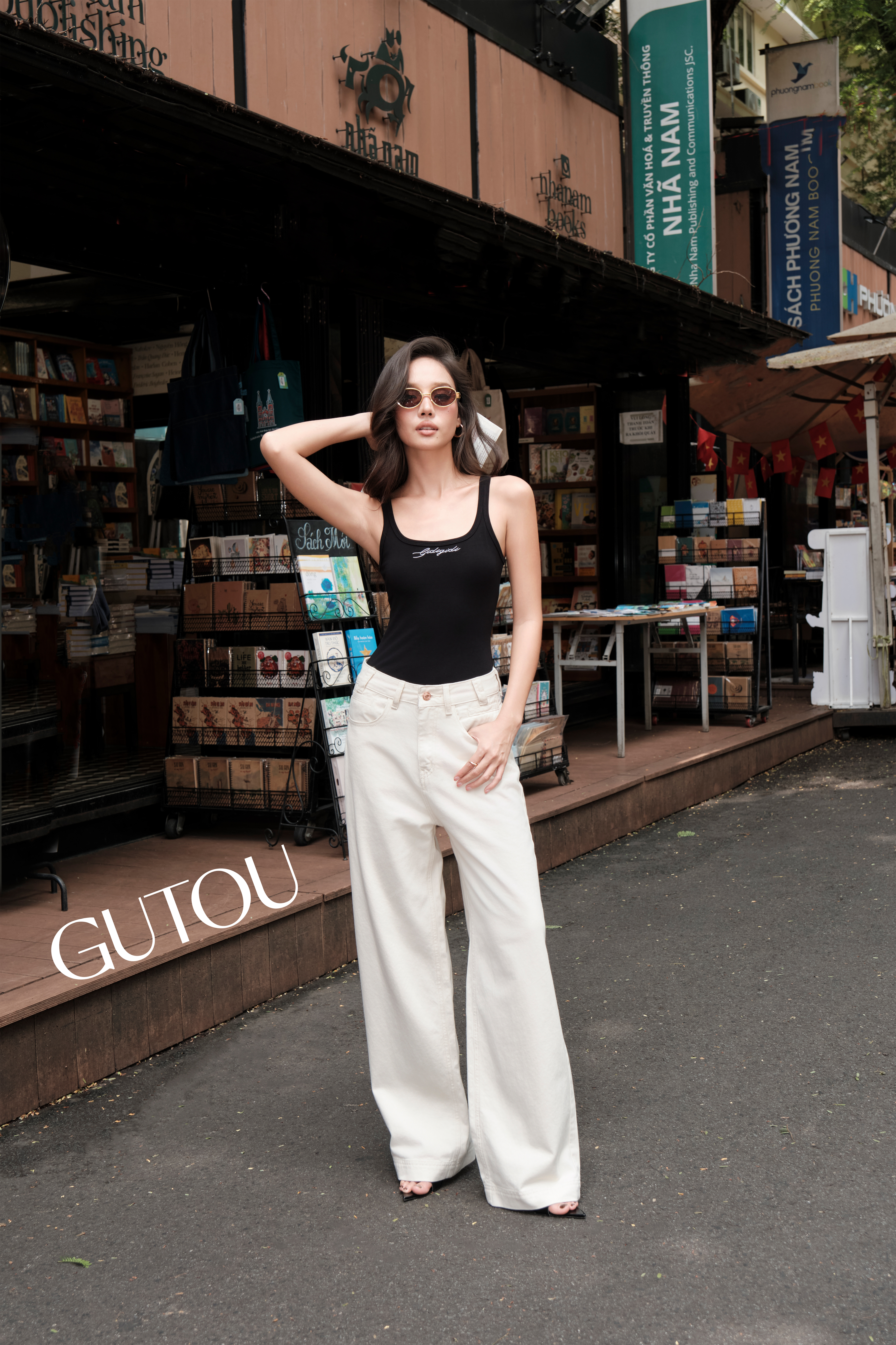 [ GUTOU ] Quần Jean Suông Begie Simple