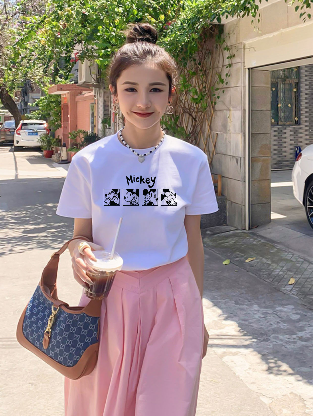 Áo thun nữ form vừa regular nhiều màu sắc ARD1486 Miucho Chic vải cotton cổ tròn in artwork_thumbnail_2