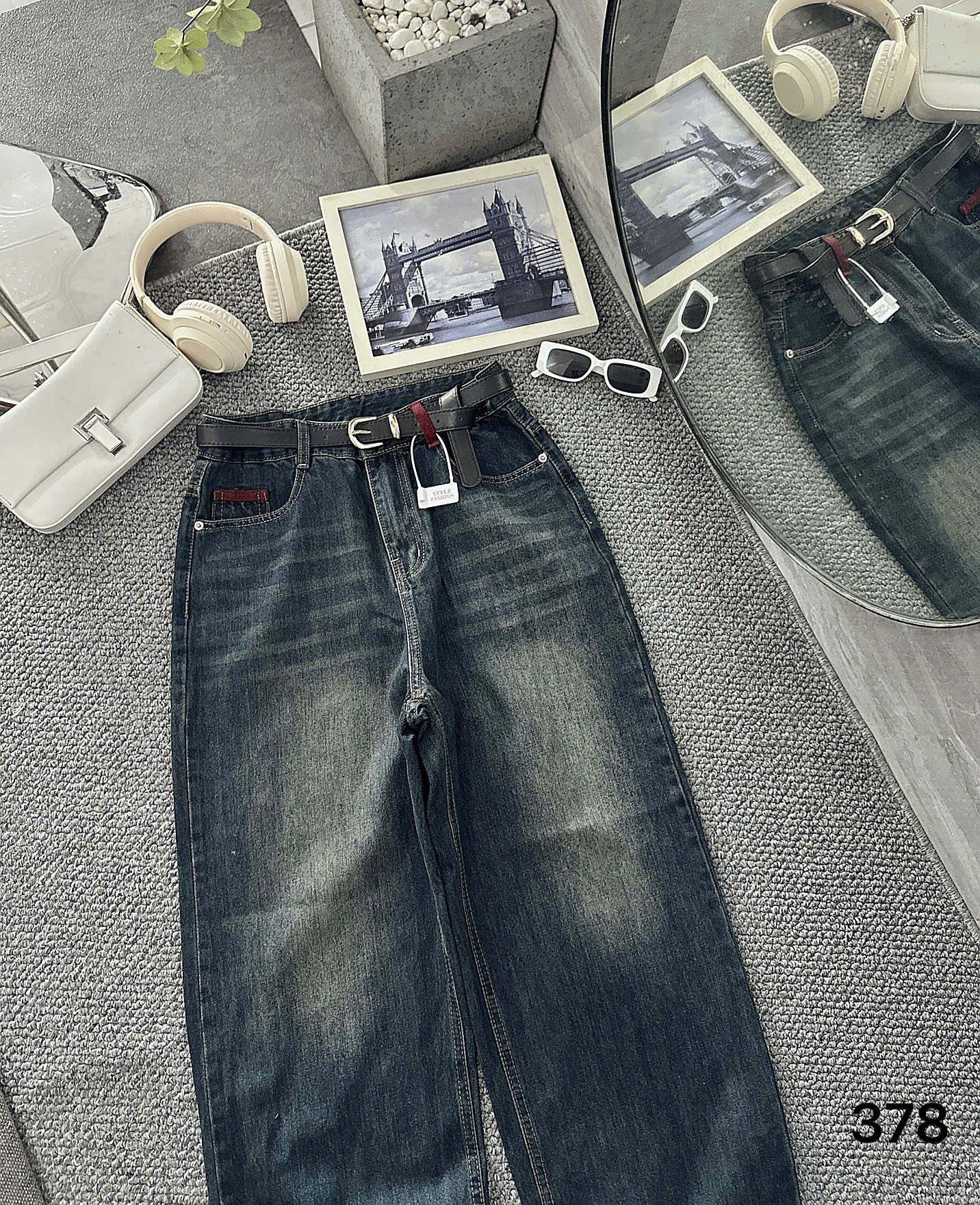 Quần jean suông đai kiểu bigsize QJ378 dành cho nàng béo mập từ 55-90kg_thumbnail_4