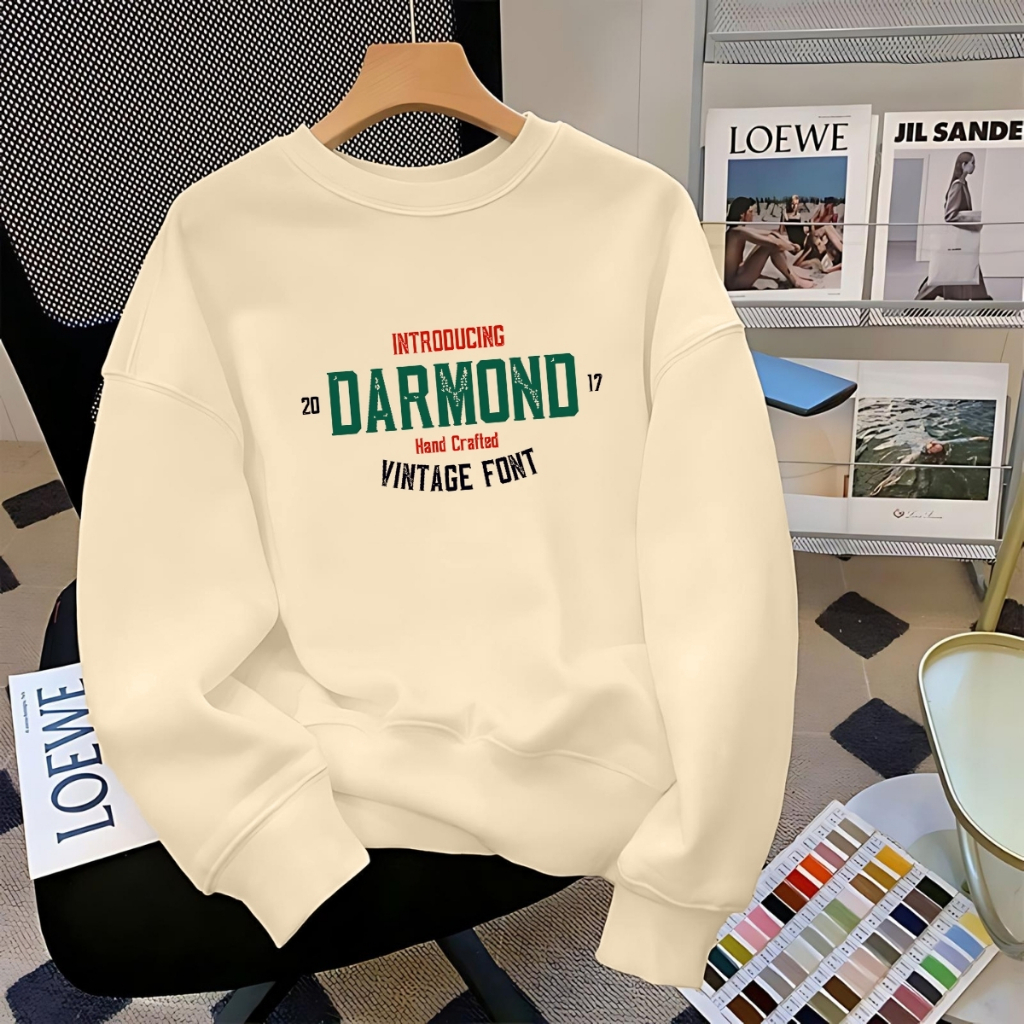 Áo sweater nam nữ in chữ 3 màu đen,trắng,be - Áo nỉ thu đông dáng rộng - Loza G0232_thumbnail_1