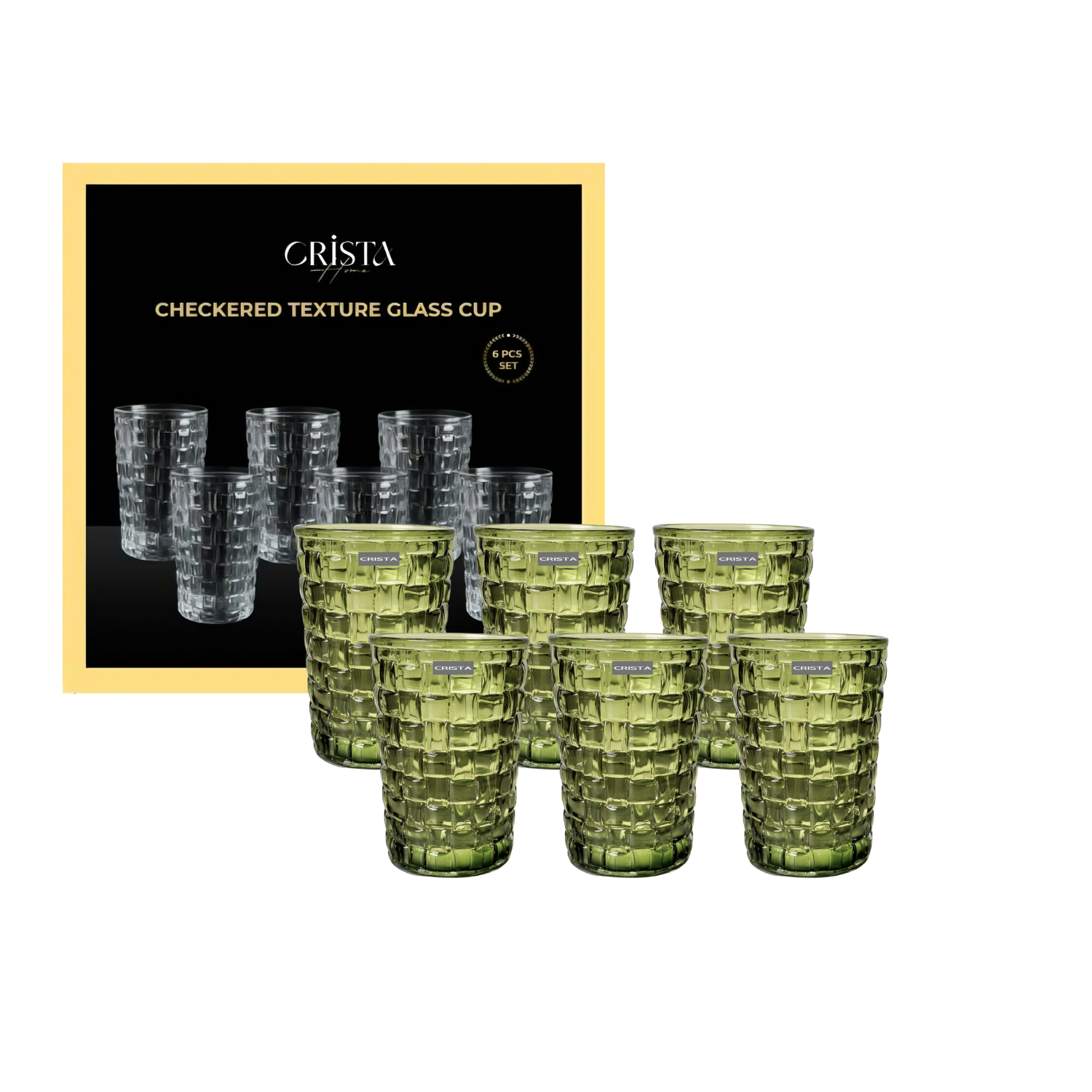 Bộ 6 cốc thủy tinh CRISTA HOME vân Caro to 350 ml_thumbnail_6