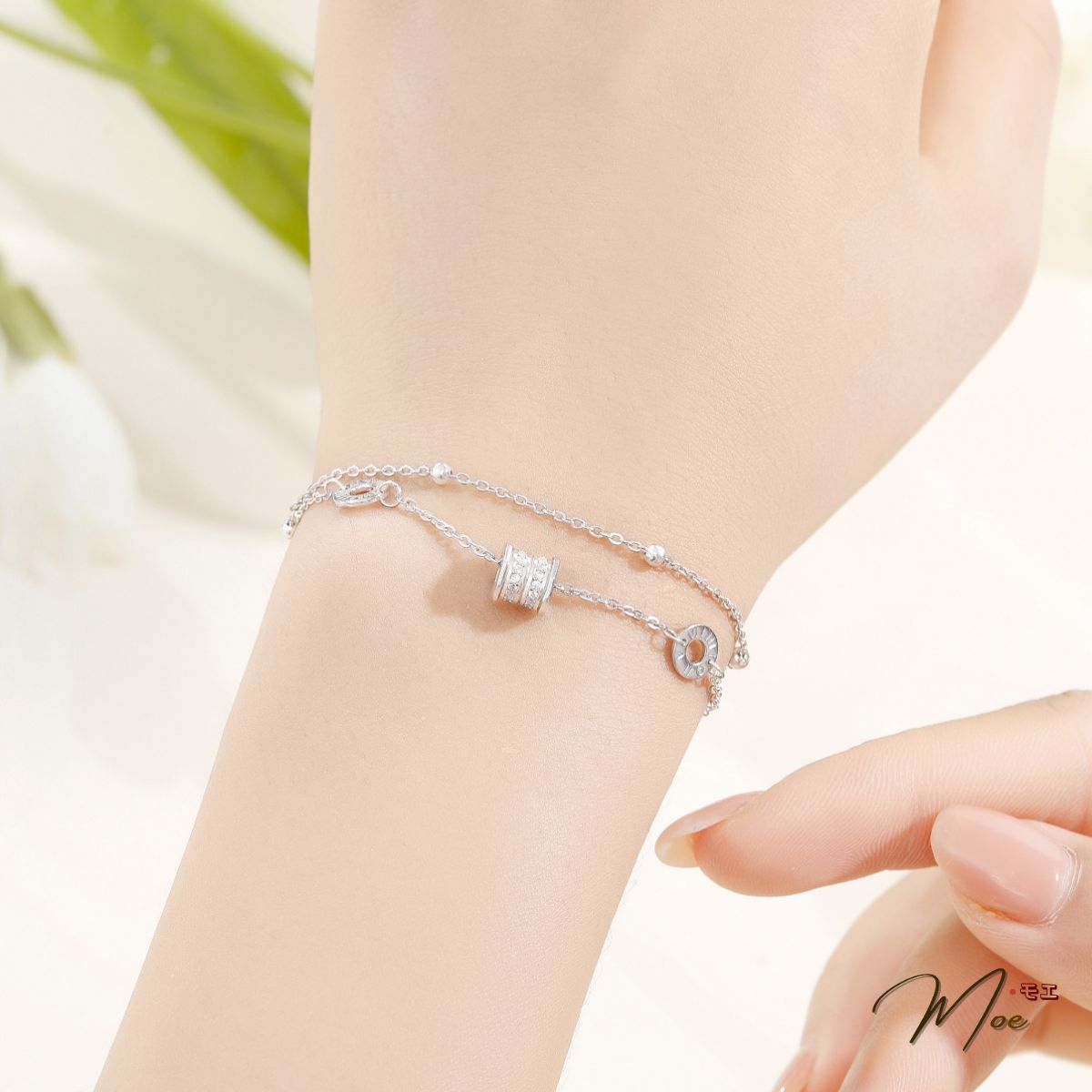 LT652 - Lắc tay lu đá dây xích đôi sang chảnh_thumbnail_3