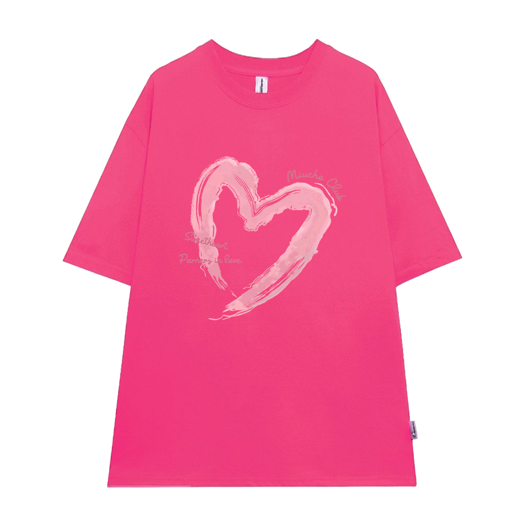 Áo thun cặp nam nữ trái tim form rộng 1941 Miucho cổ tròn vải 4c cotton 220gsm thoáng mát in mix_thumbnail_18