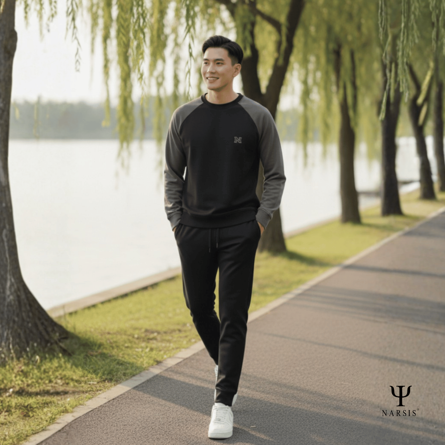 Bộ Thu Đông Nam Cotton Nỉ NARSIS Cao Cấp E25015, Bộ Đồ Nam Dài Tay Giữ Ấm, Form Thể Thao Trẻ Trung_thumbnail_4