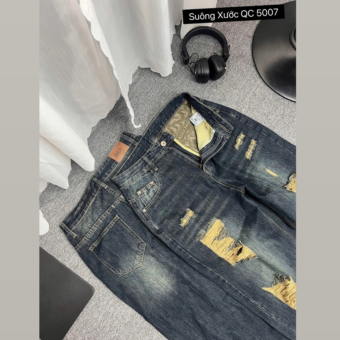 Quần jean suông rách màu mới bigsize QJ5007 dành cho nàng béo mập từ 55-90kg_thumbnail_12