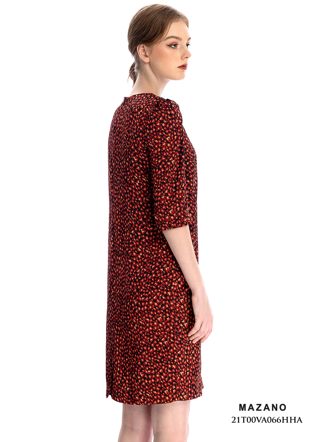 Đầm suông đỏ họa tiết bèo trang trí_thumbnail_1