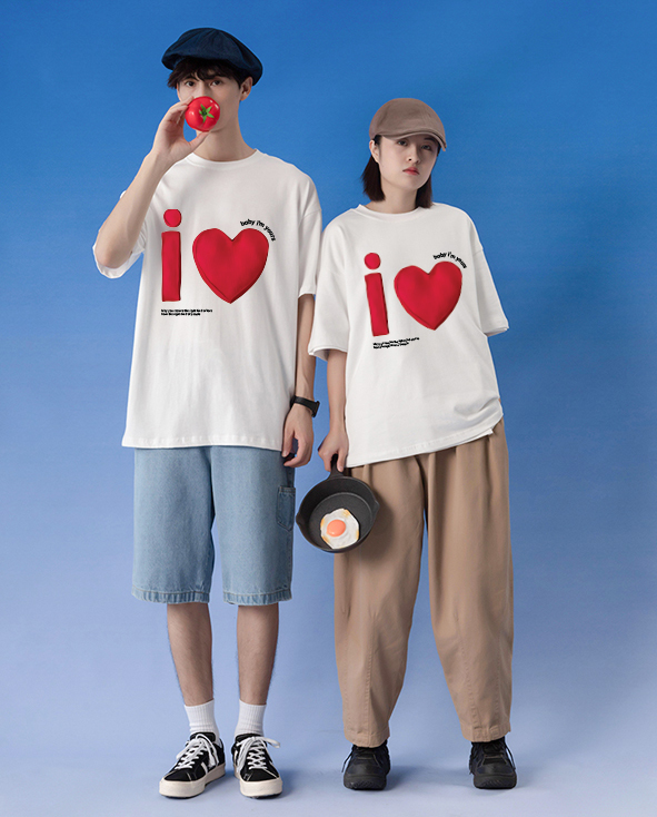 Áo thun cặp đôi couple trái tim from rộng ATD1373 Miucho vải cotton thoáng mát cổ tròn in mix_thumbnail_4