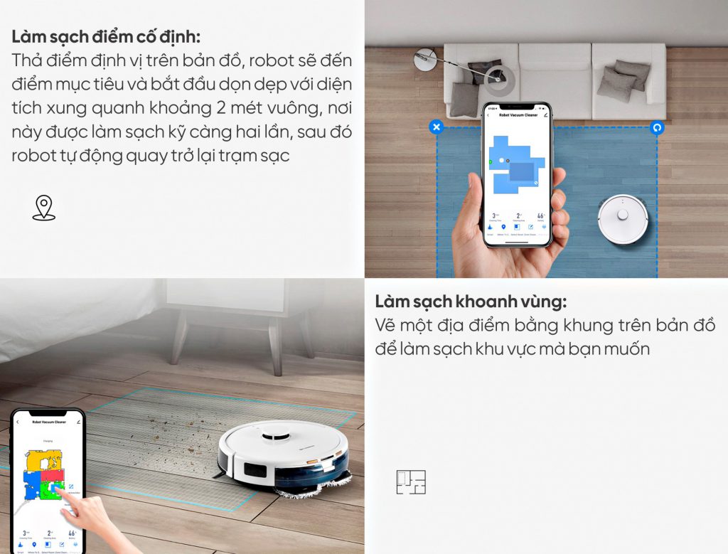 Robot hút bụi lau nhà Hubert HB-S79 làm sạch cố định