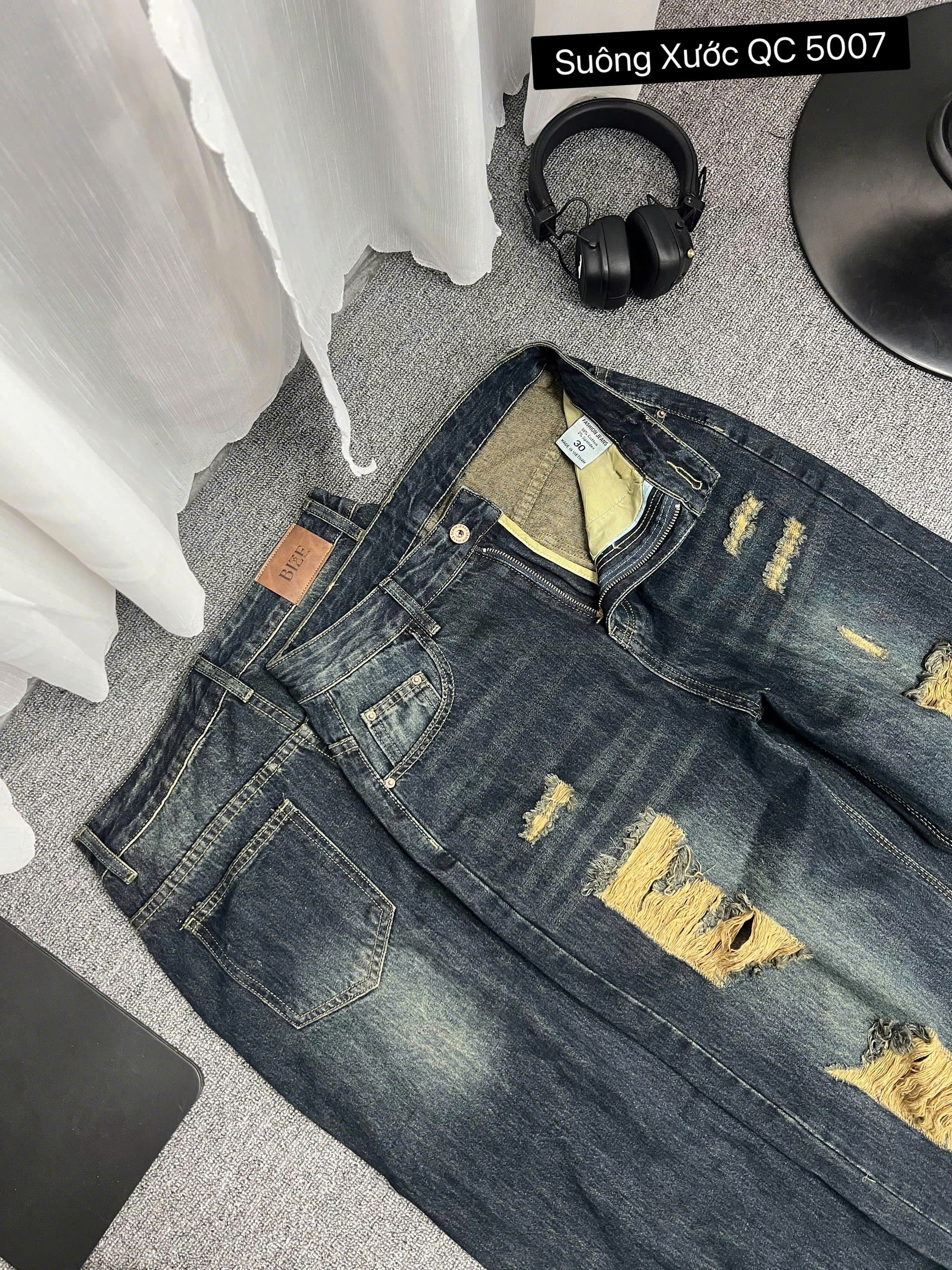 Quần jean suông rách màu mới bigsize QJ5007 dành cho nàng béo mập từ 55-90kg_thumbnail_10