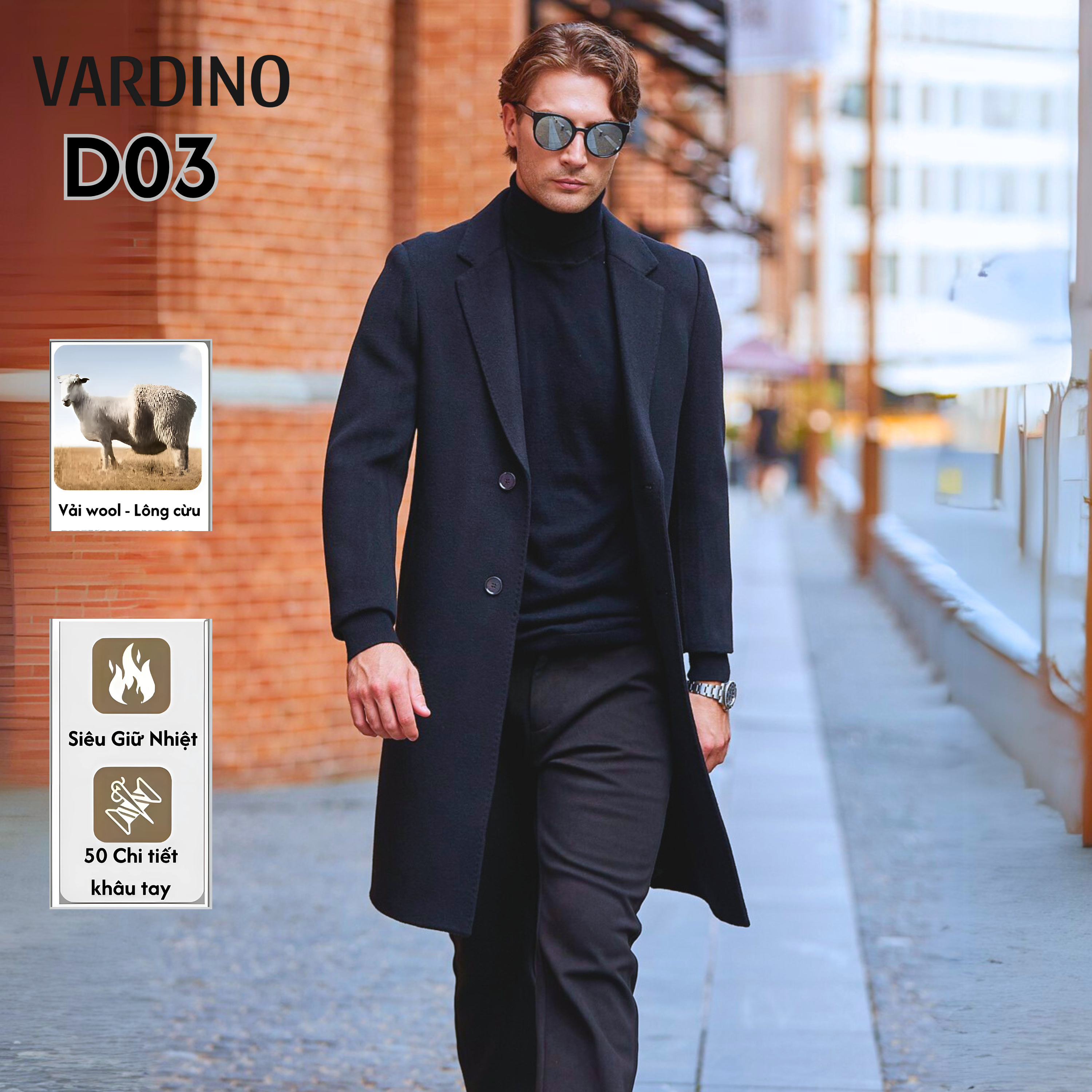 Áo khoác Mangto dáng dài lông cừu 2 lớp D03