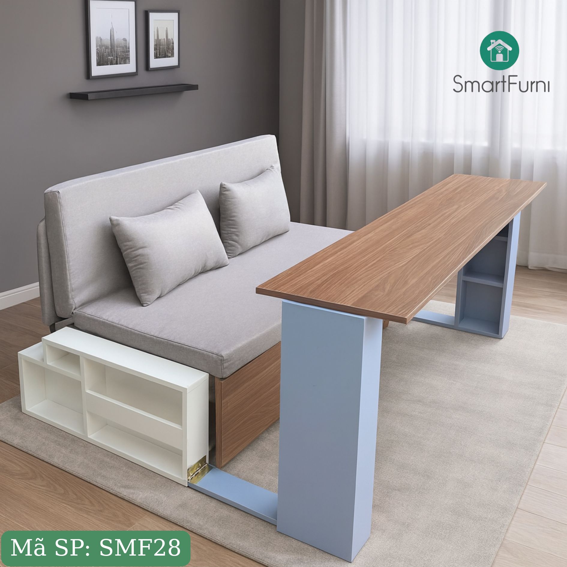 Sofa giường 4 trong 1 SmartFurni SMF28 - Tích hợp bàn làm việc + bàn ăn_thumbnail_1
