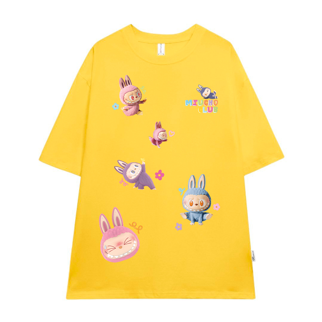 Áo phông labubu form rộng nhiều màu ATD1450 Miucho vải cotton cổ tròn in mix_thumbnail_15