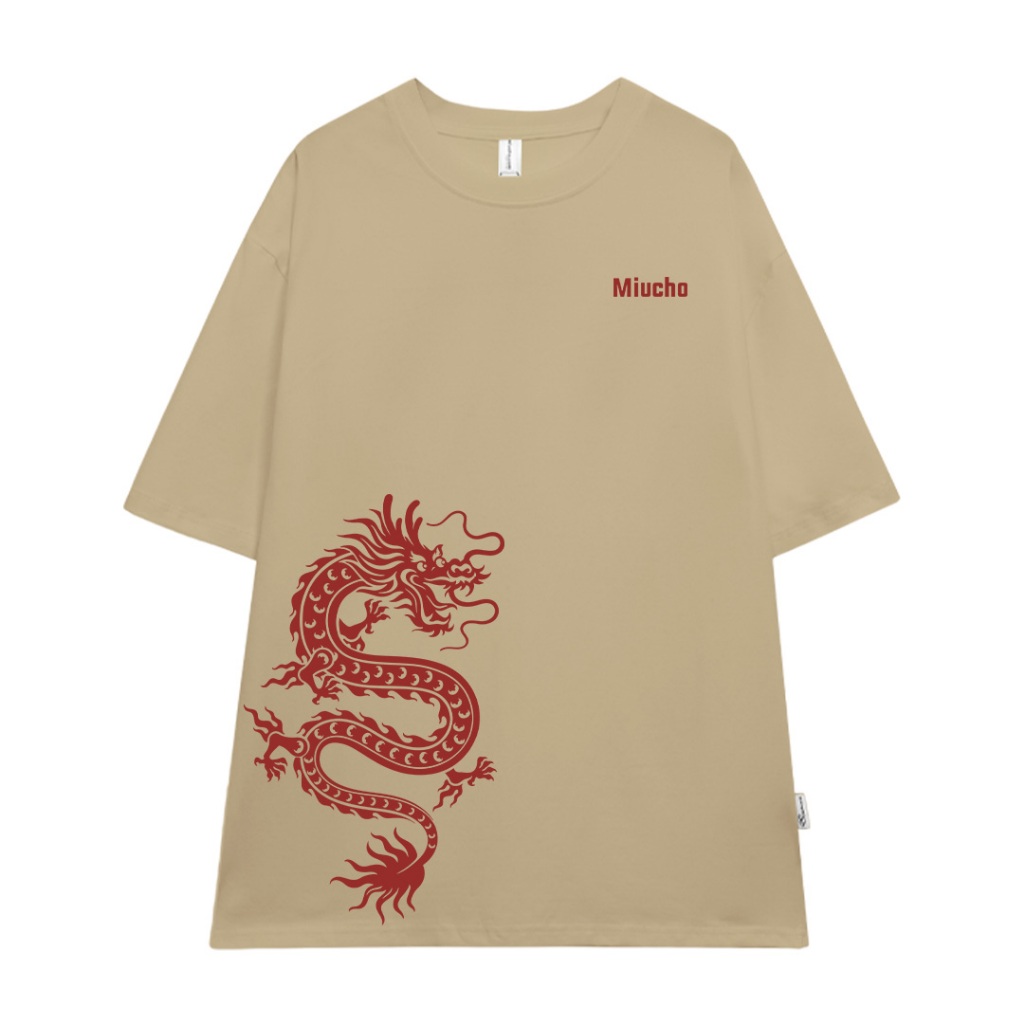 Áo phông Tết 2024 in hình rồng màu đỏ local brand form rộng ATD896 Miucho Man tay ngắn vải cotton cổ tròn in mix_thumbnail_0