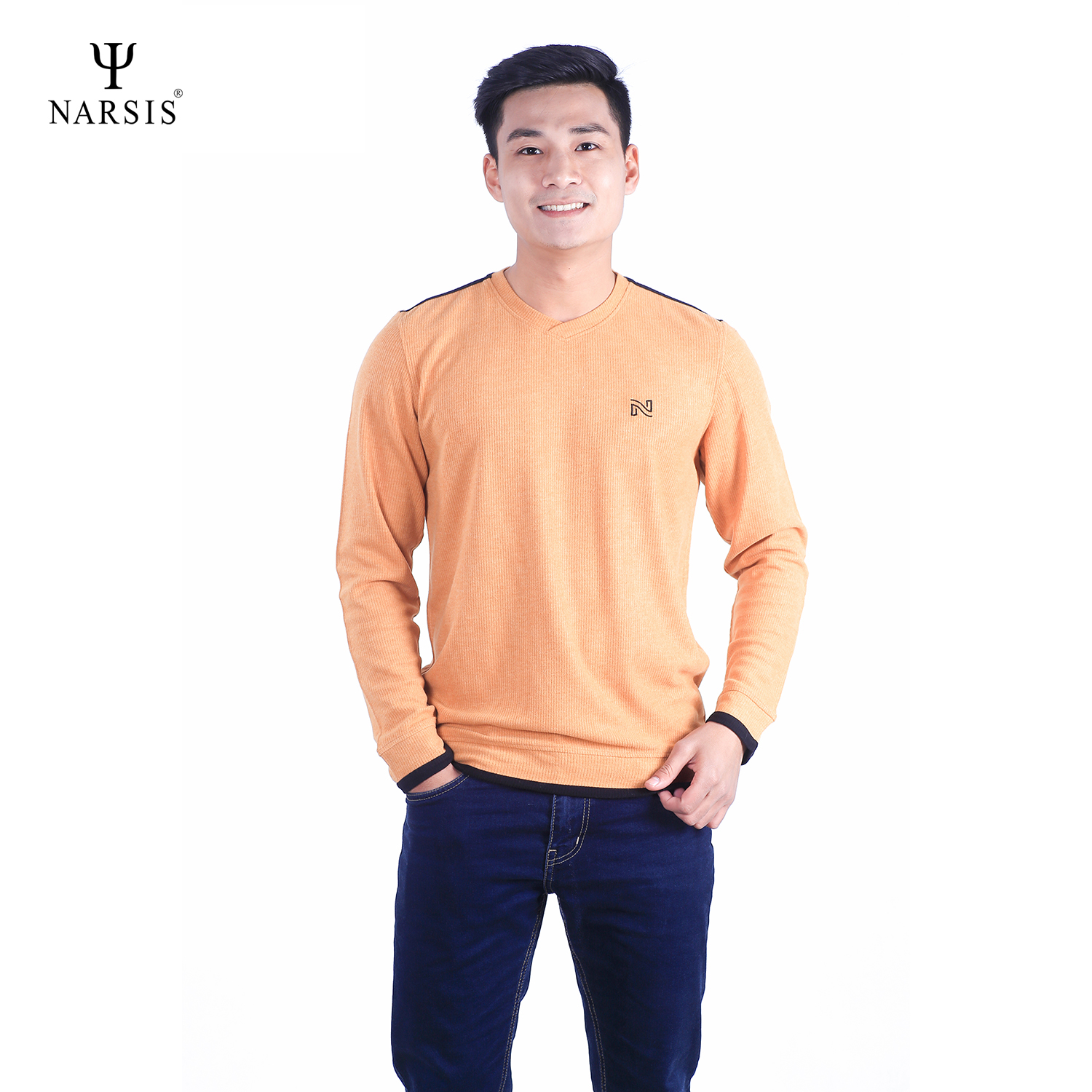ÁO NAM THU ĐÔNG D7083 NARSIS VẢI LEN COTTON ẤM ÁP, THOÁNG MÁT, GIỮ ẤM TỐT, MỀM MẠI_thumbnail_2