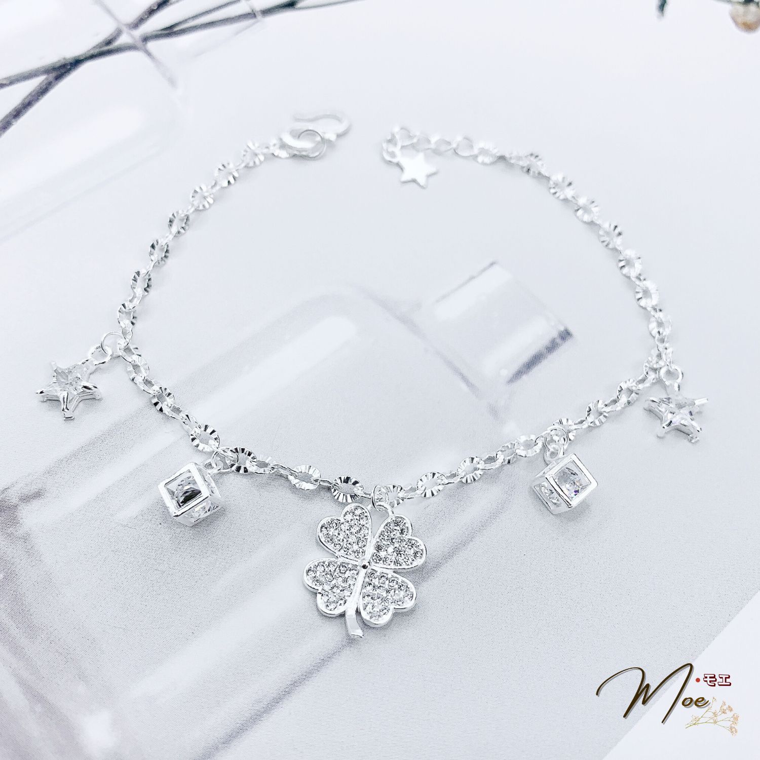 LT293 - Lắc tay cỏ 4 lá lập phương pha lê_thumbnail_2