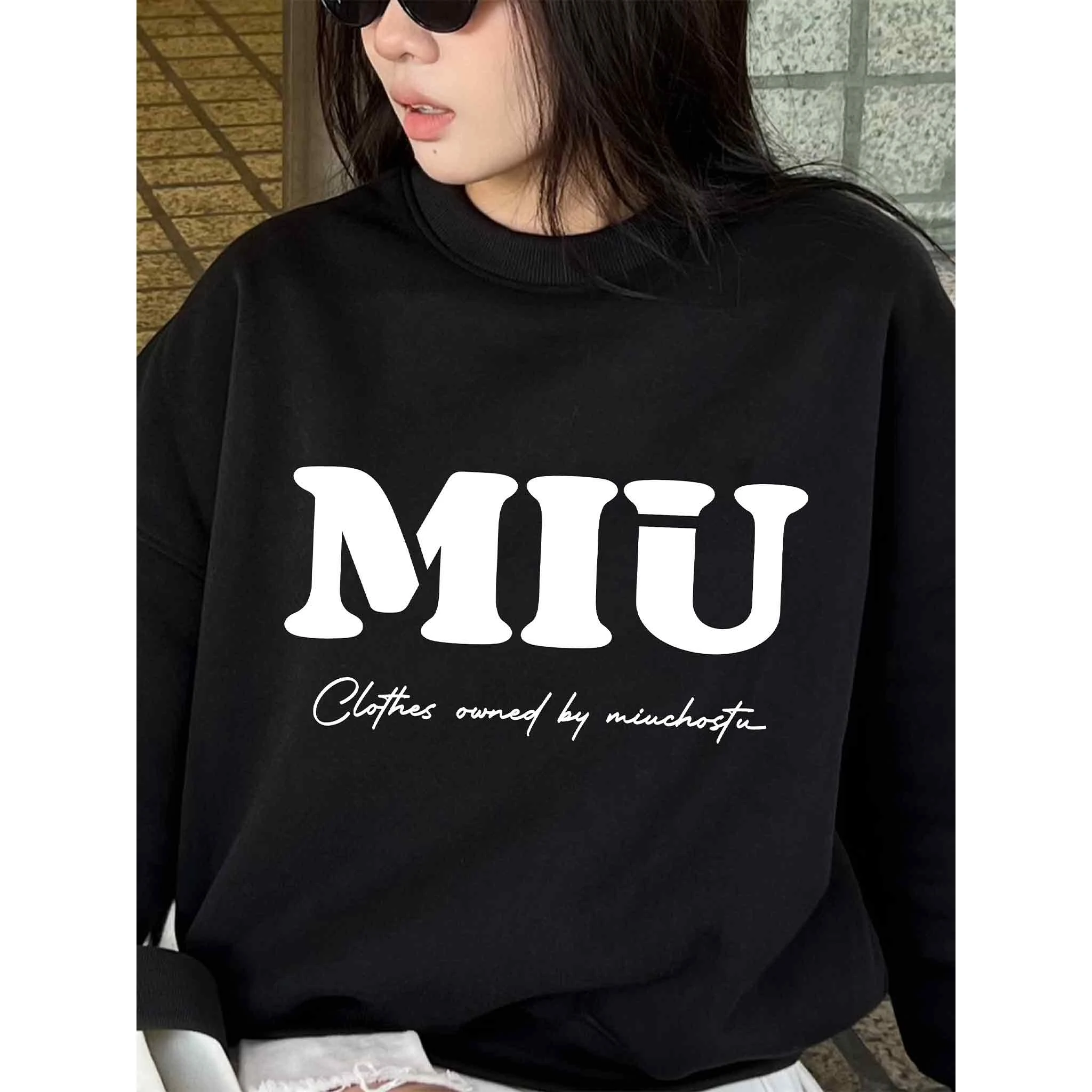 Áo Sweater form boxy Miucho nỉ 2 da dày dặn thoáng mát thoải mái mỗi ngày in chữ MIU basic 2831_thumbnail_7