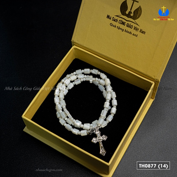 Chuỗi Mân Côi 50 ốc nón trắng cắt khúc 7ly_thumbnail_1