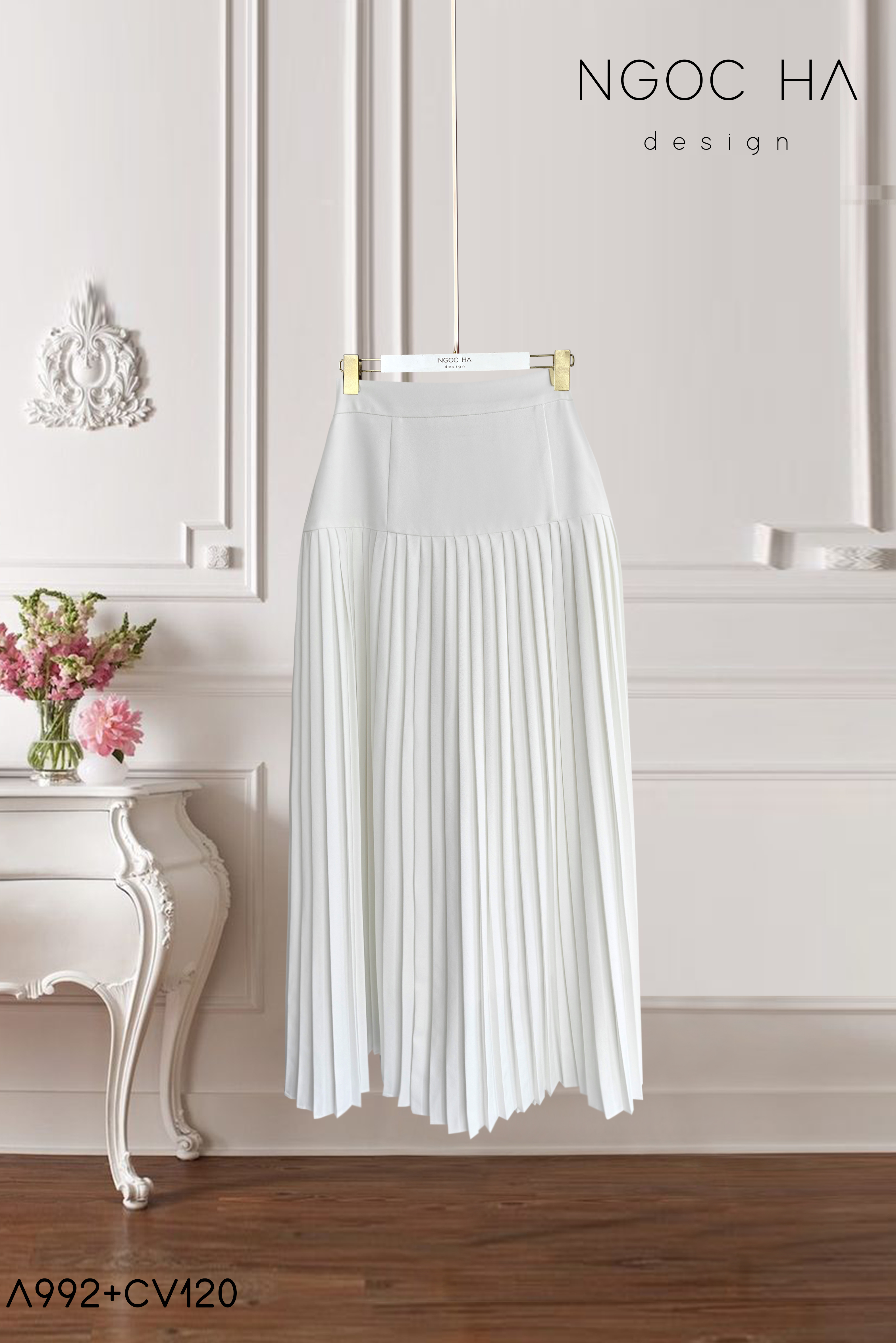 Joylie Set - Áo Peplum Trễ Vai, Chân Váy Rập Ly A956+CV120_thumbnail_5