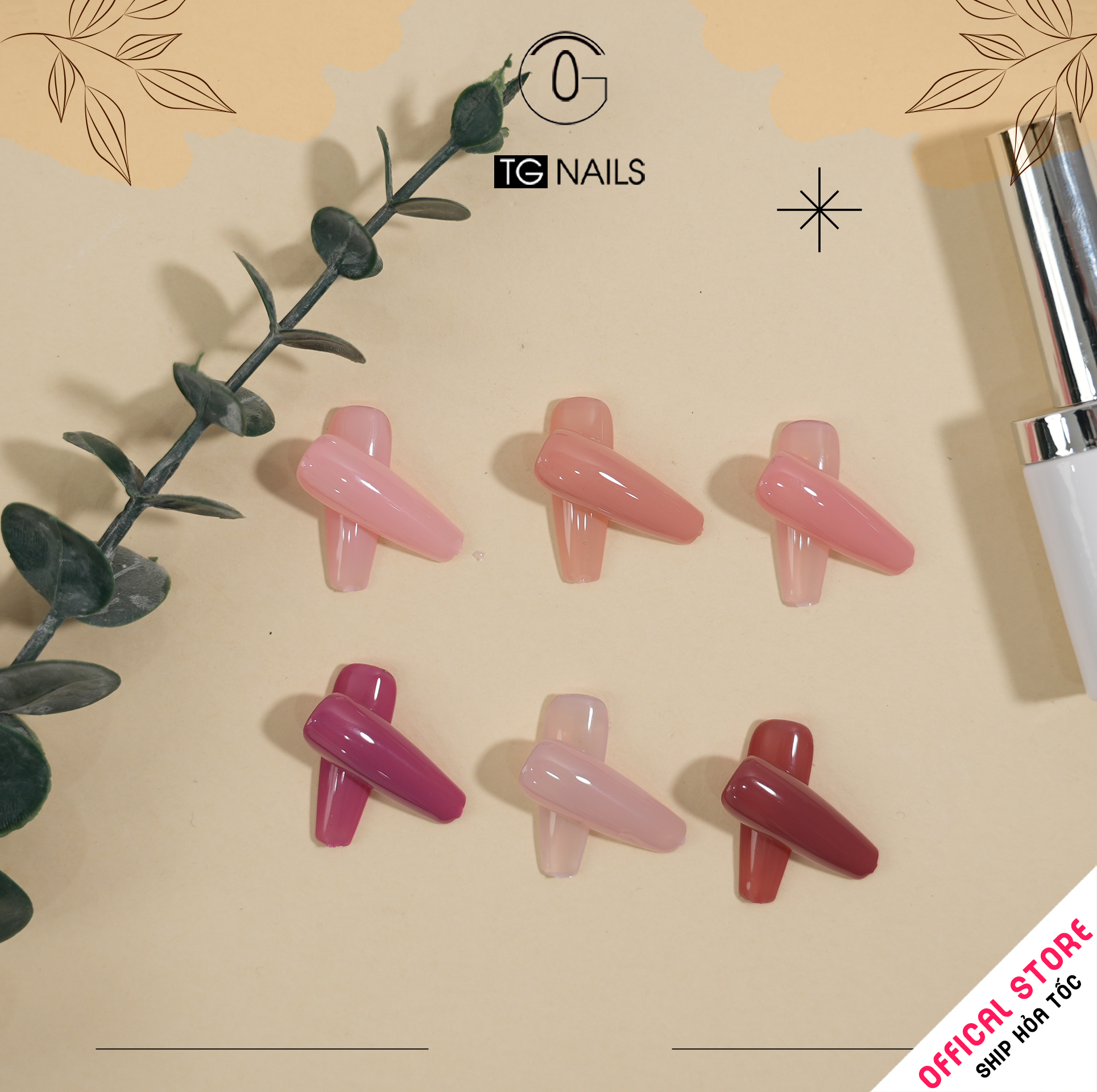 Sơn móng TG Nails gel. Khối lượng tịnh: 10g/ lọ. Nhãn hàng TG nail gel - Com Bo 6 màu Thạch Hồng_thumbnail_1