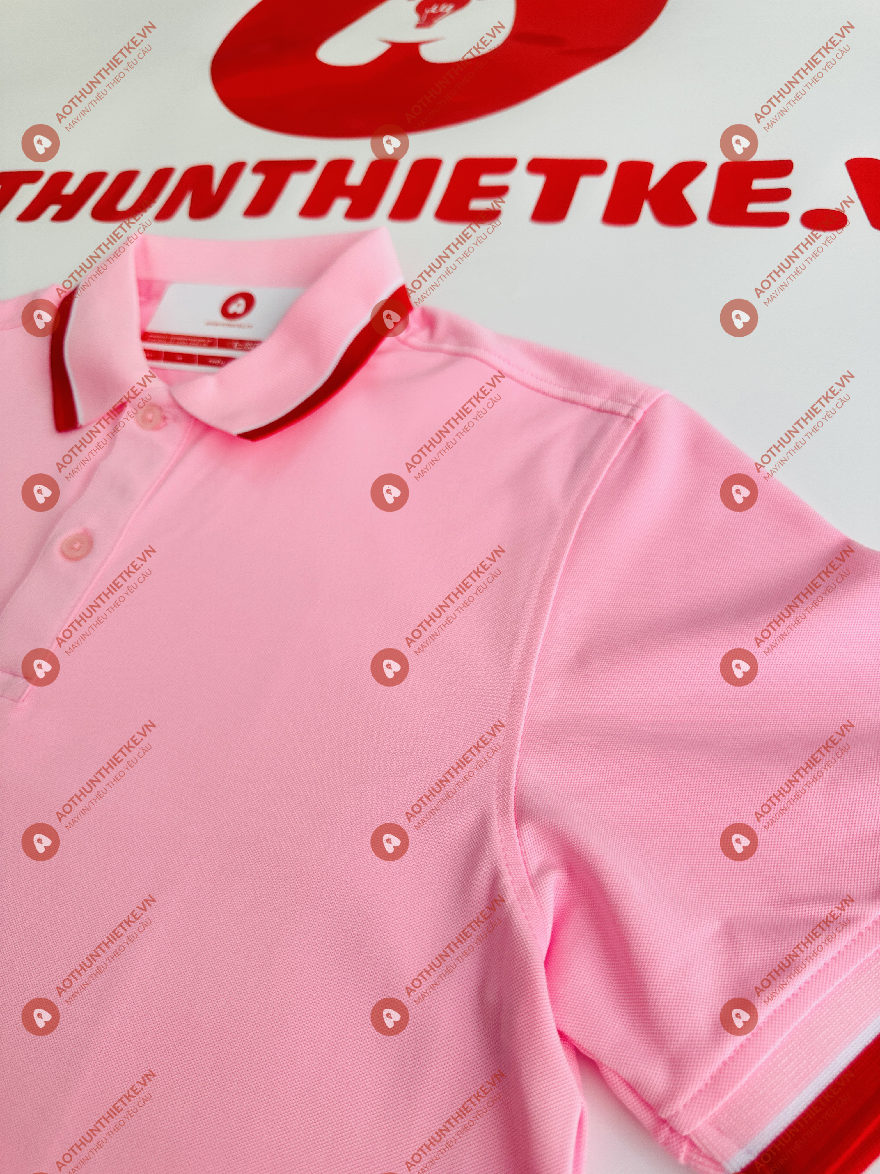 Áo Đồng Phục Polo 2 Sọc Hồng Phấn_thumbnail_1