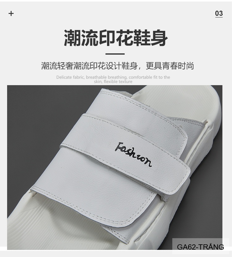 GA62 - Dép xỏ ngón nam phong cách Hàn, đế cao su êm ái, chất liệu da bò, 3 màu Trắng Xanh Lá Đen_thumbnail_15