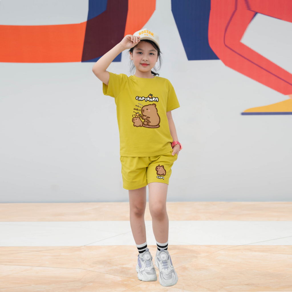 Bộ đồ bé gái in hình Capybara đeo cặp - Loza Kids BD007_thumbnail_3