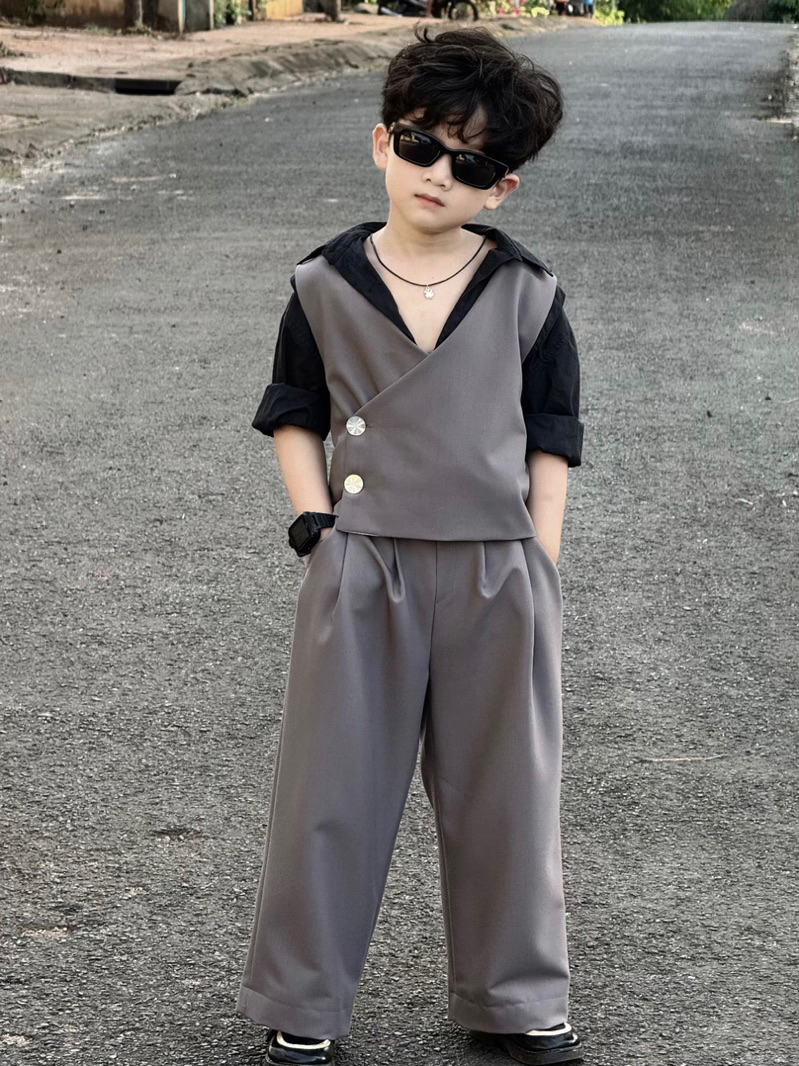 Set Gile Tà Chéo Dáng Rộng Dành Cho Bé Trai.
