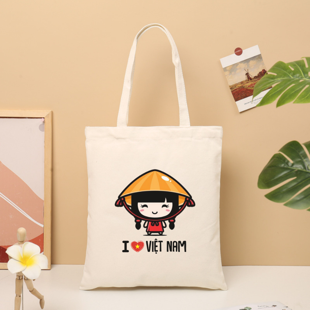 Túi tote vải canvas BST Tôi yêu Việt Nam có khoá kéo và ngăn phụ đi học, đi chơi - 𝐖𝐞 𝐓𝐞𝐞 TOTE10_thumbnail_4