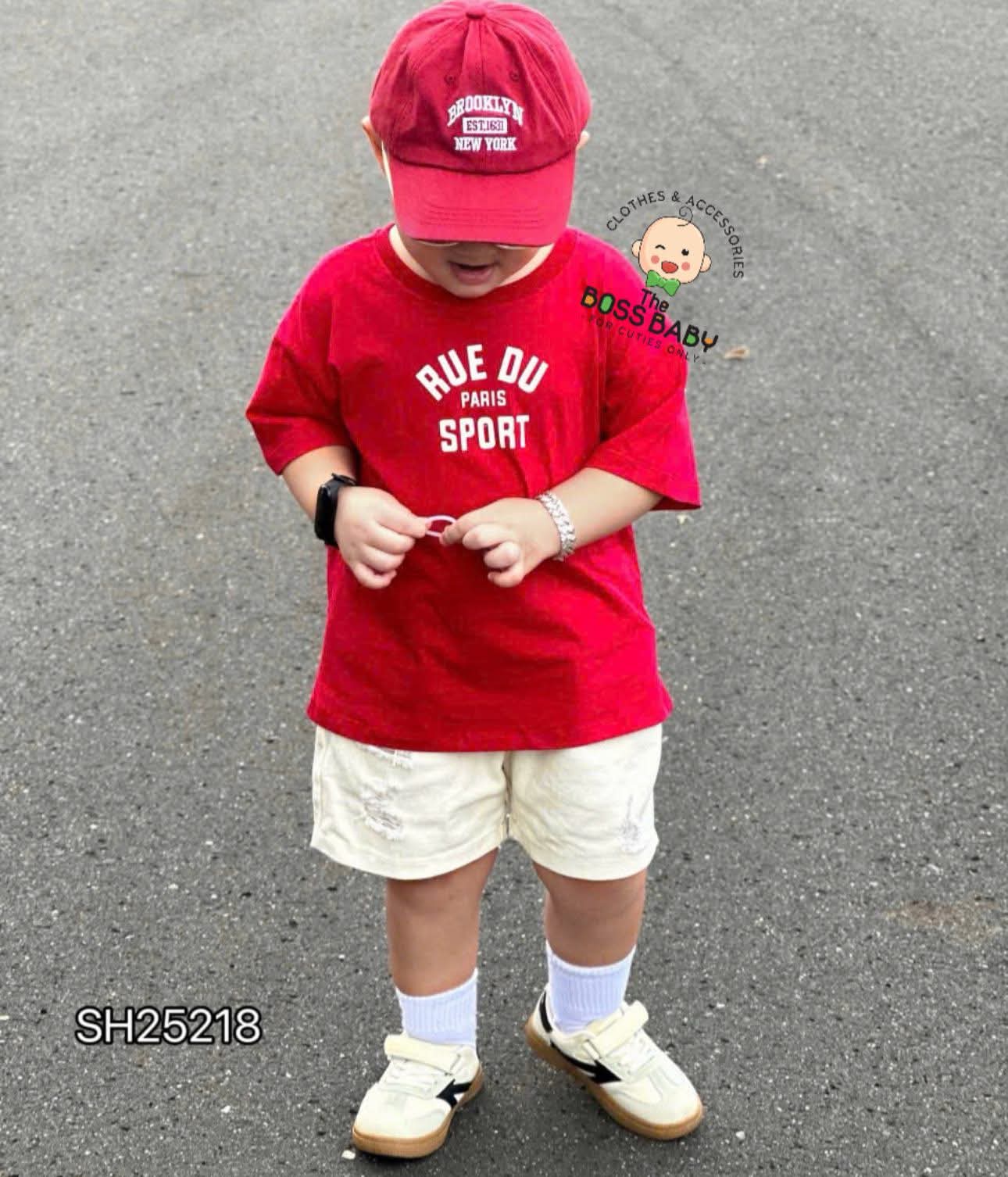 Set bộ kaki jean mài rách đỏ kem Paris