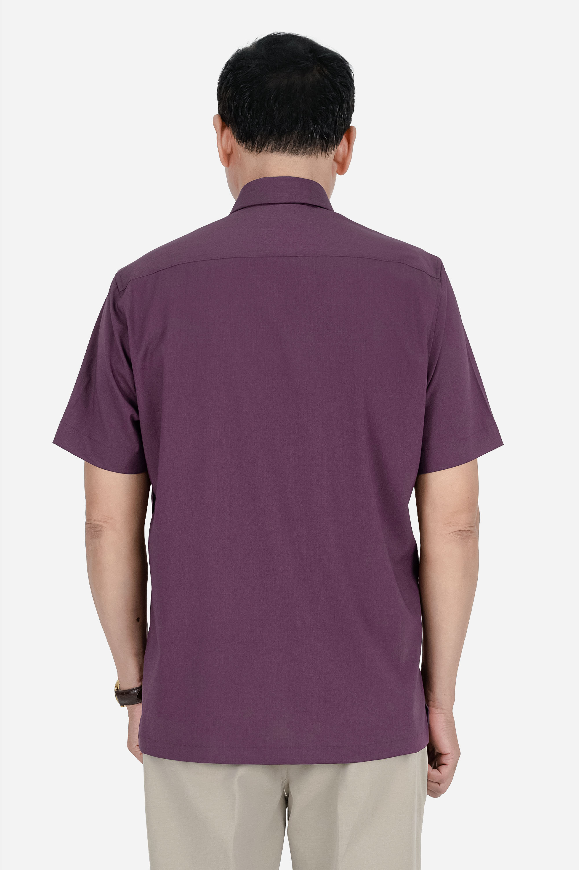 Áo Sơ Mi Trơn Cộc Tay Nam Trung Niên ANCHI Chất Liệu Sợi Gỗ Thoáng Mát Màu Xanh Nhạt_thumbnail_46