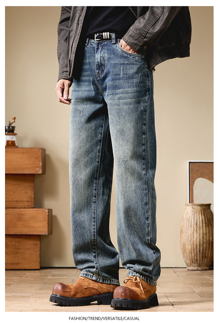 Quần Jean Nam Mùa Thu 2025 – Mùa Xuân Thu, Quần Ống Rộng Giản Dị, Retro Mỹ Cao Cấp, Thiết Kế Đã Giặt_thumbnail_1