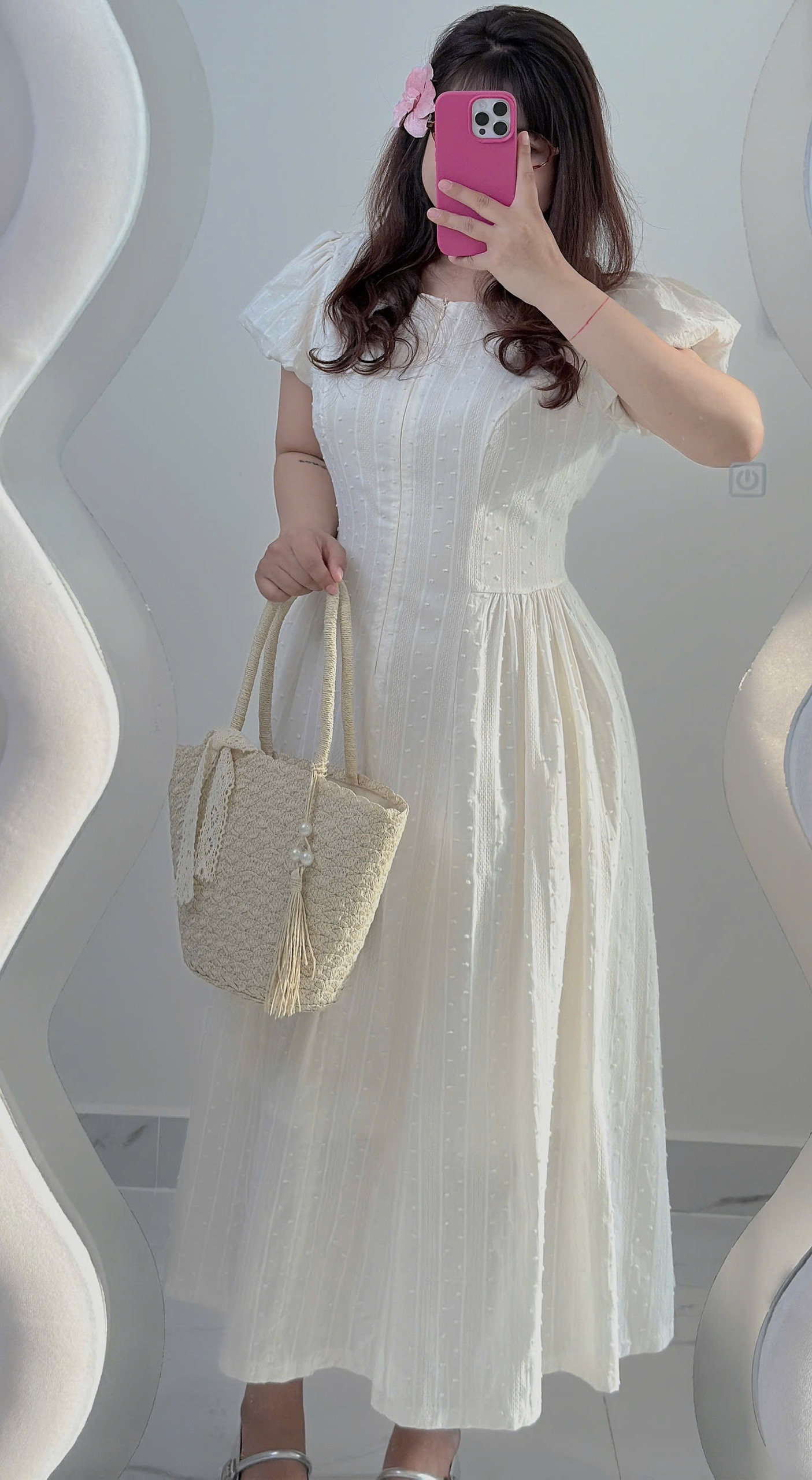 Đầm dáng dài chấm bi kiểu bigsize DA154 dành cho nàng béo mập từ 55-95kg_thumbnail_9