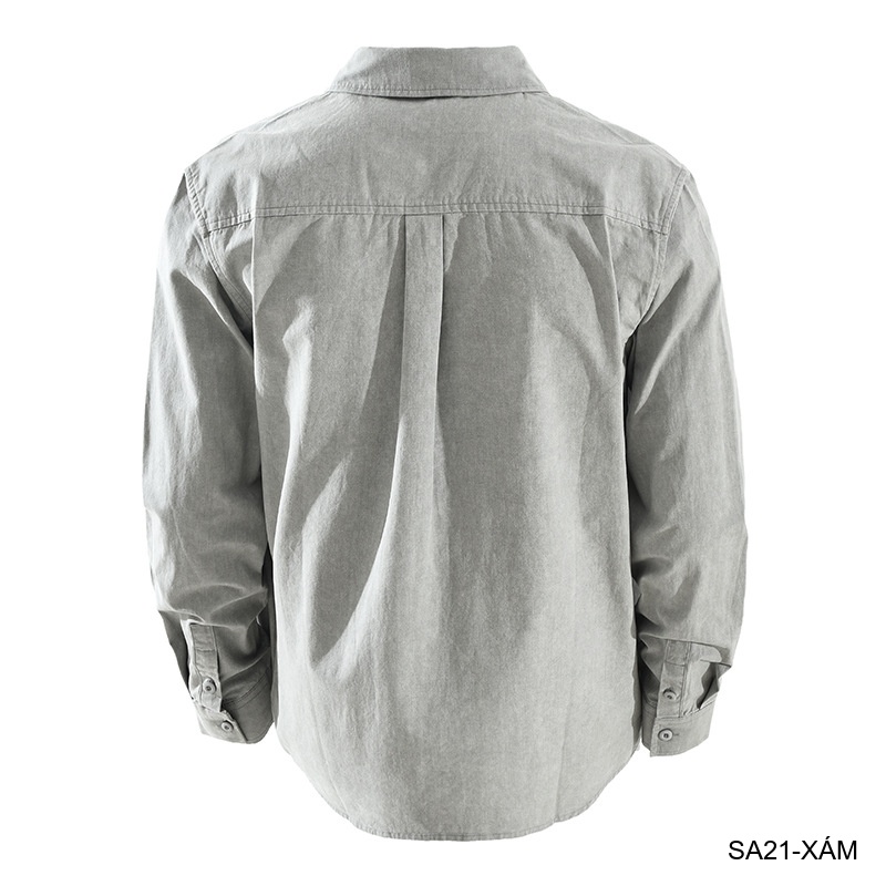 SA21 - Áo sơ mi nam dáng rộng phong cách Nhật Bản, cổ bẻ, tay dài, họa tiết chữ, chất cotton mềm mại_thumbnail_7